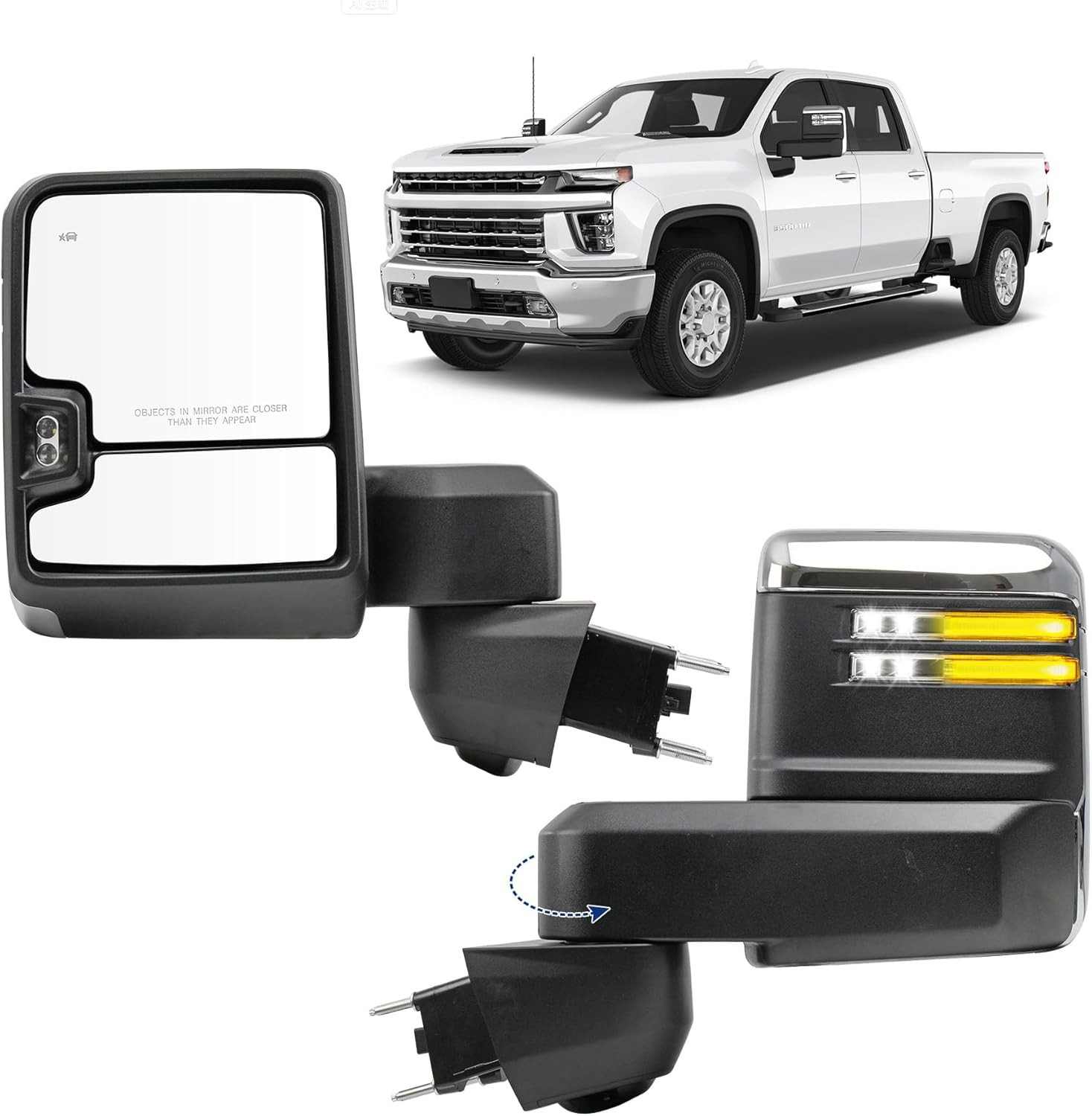 2019-25 Silverado Sierra 2500HD 3500HD Driver Side Towing Mirror–Compatible Repl