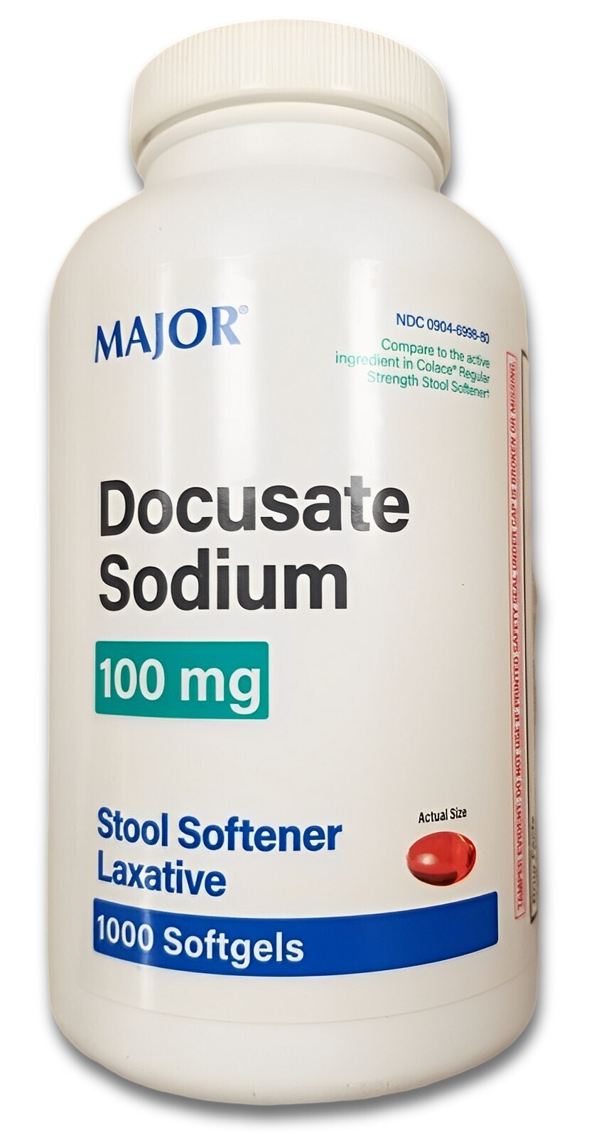Major Stool Softener Docusate Sodium 100MG Softgels 1000ct --