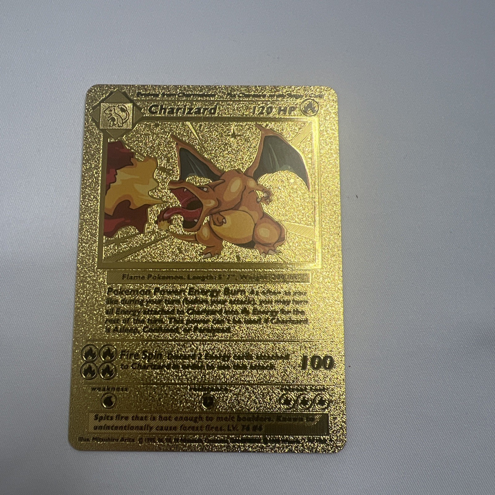 CHARIZARD 4/102 Base Set Vintage Gold Foil RARE Fan Art Display Card NM