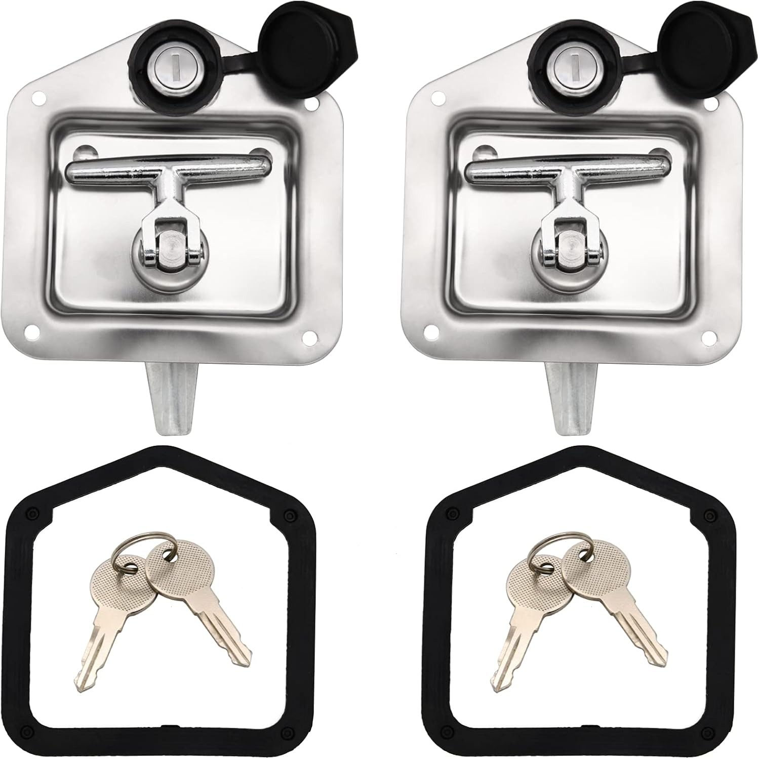 LEIMO KPARTS T-Handle Latch,2 Truck Tool Box Latch Stainless Lock Silver 