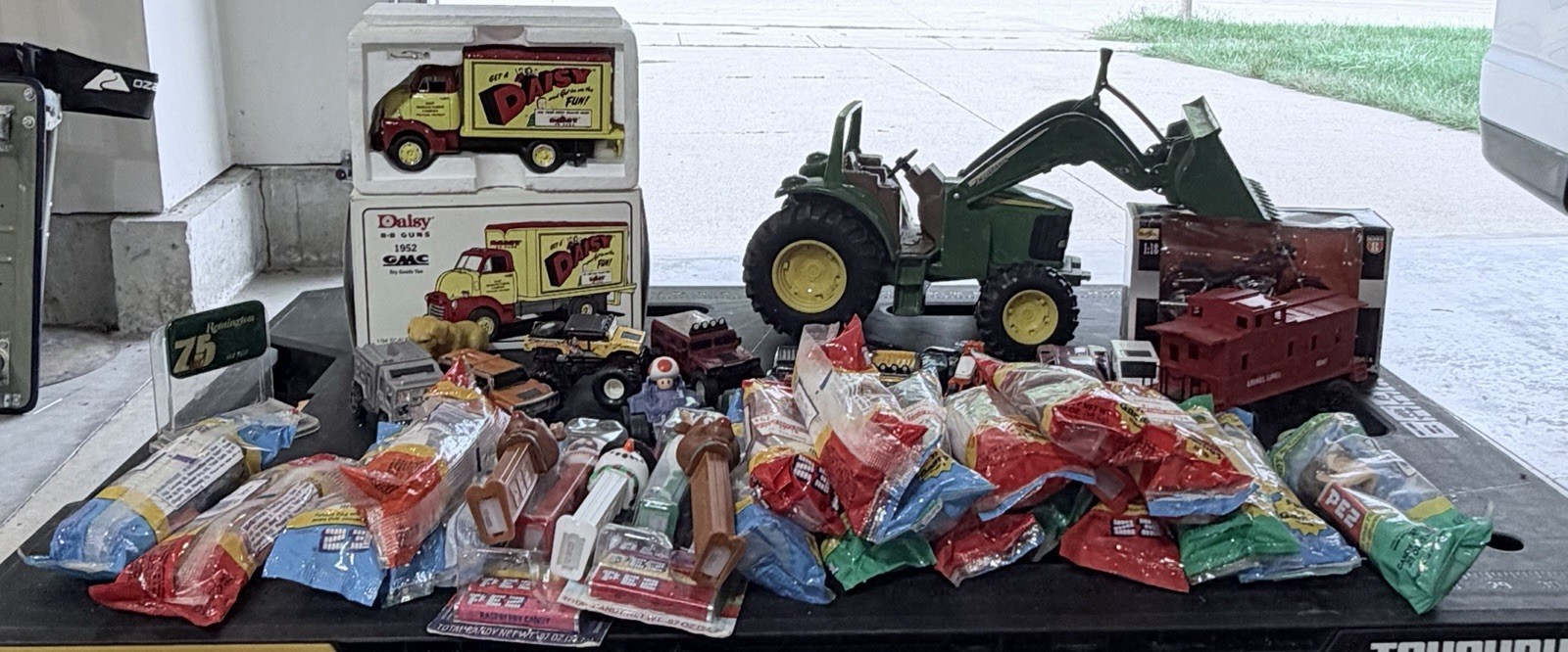 Huge Vintage Toy Collection Lot 25 PEZ Daisy GMC John Deere Lionel Vehicles More