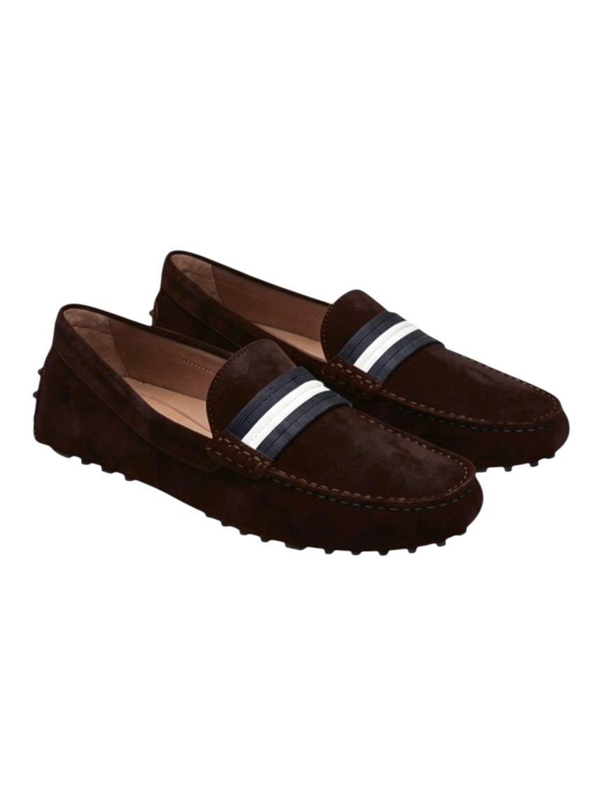 Bally Kansan 6305037 Men\'s Ebano Suede Leather Loafers MSRP $650