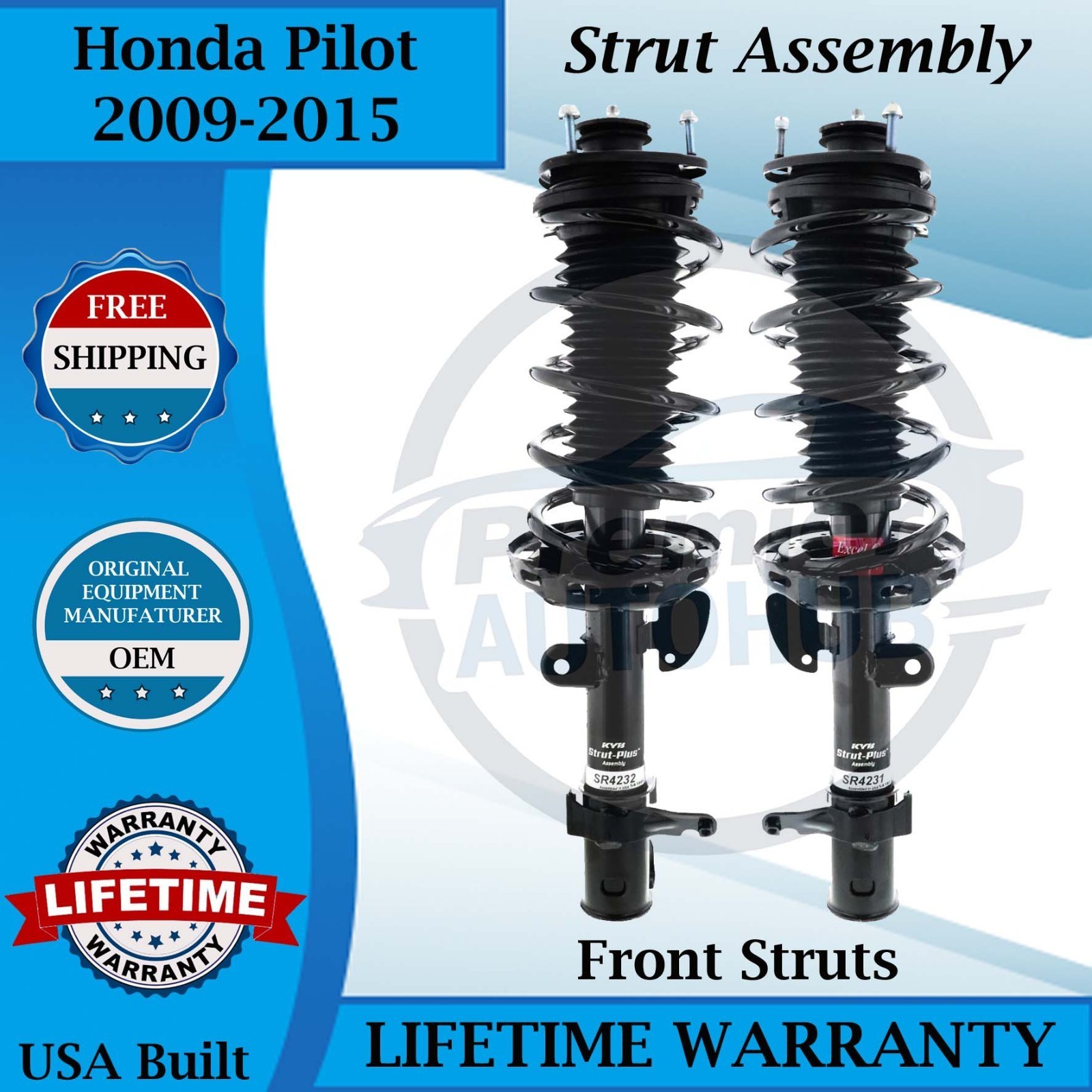 KYB Front Left & Right Struts Assembly 2009-2015 Honda Pilot Lifetime Warranty