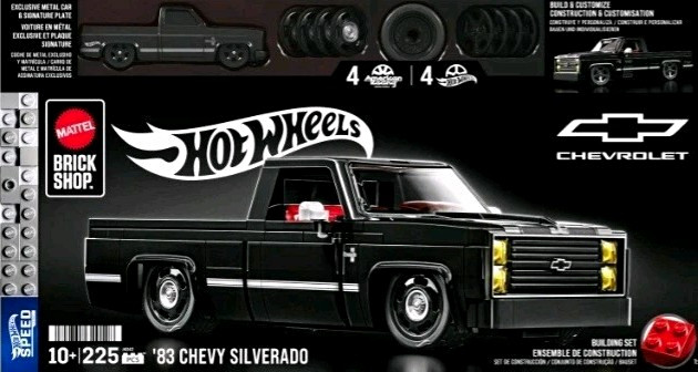 Mattel Hot Wheels Brick Shop '83 Chevy Silverado 225pc Set w/ Exclusive Car