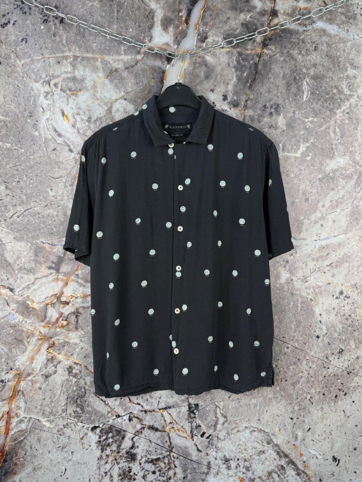 Men’s Allsaints Planet Dot SS Shirt Button Up Streetwear Size Medium