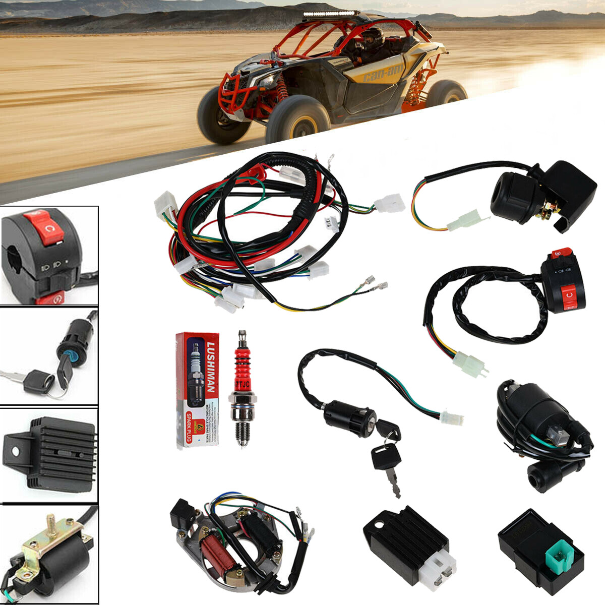 50cc-125cc CDI Wire Harness Stator Assembly Wiring Kit for ATV Electric Quad Set