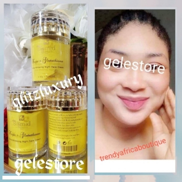X 1 Bismid kojic + glutathione Extra whitening Night face cream 80g x 1🔥🔥👌👌