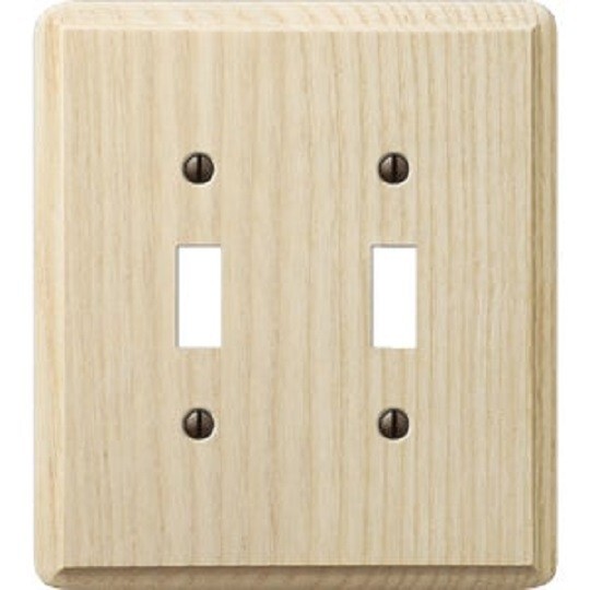 (6)-Amerelle 2-Gang Solid Ash Toggle Switch Wall Plate, Unfinished Ash 401TT