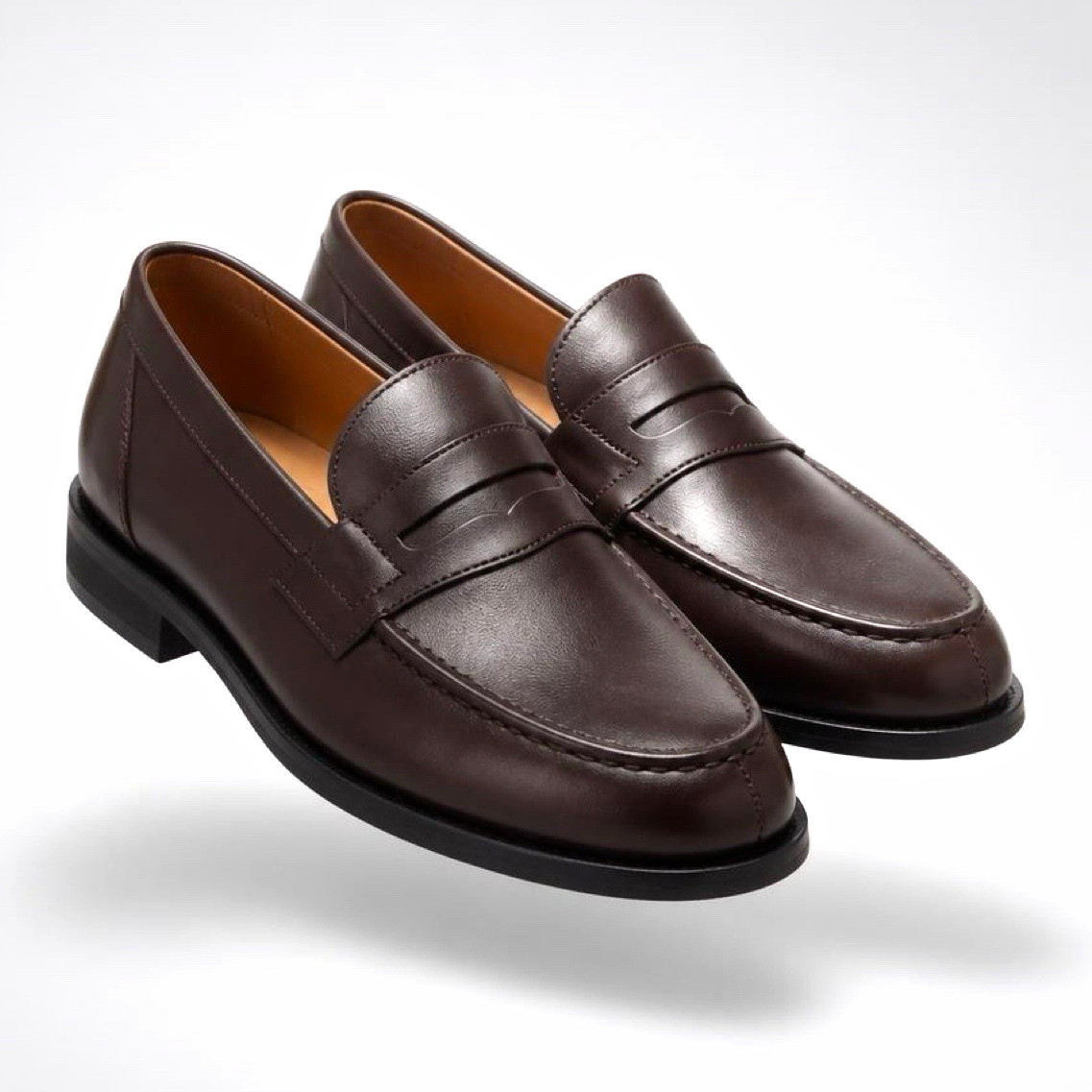 J.M. Weston Men\'s Brown Leather Penny Loafer Slip-On Dress Shoe 9 only worn 2T