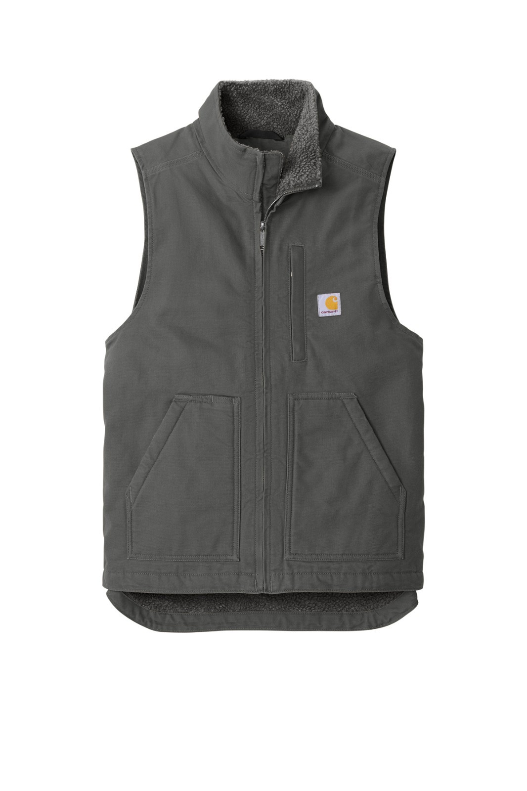 3XL carhartt men\'s duck sherpa-lined mock neck vest, gravel,