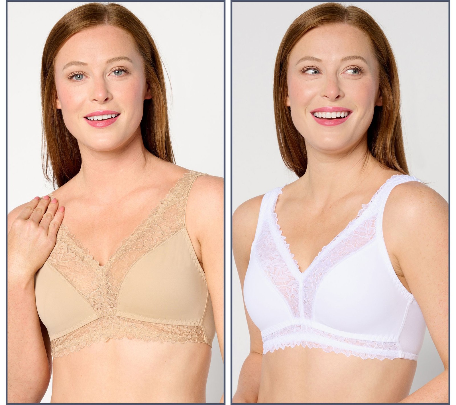 Breezies Women\'s Bra Sz XL Lace Soft Support Wirefree White A634606