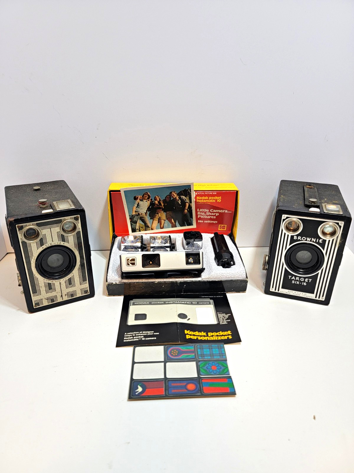 Vintage Kodak Camera Lot Brownie Target Six-16 Junior Pocket Instamatic 10 Box