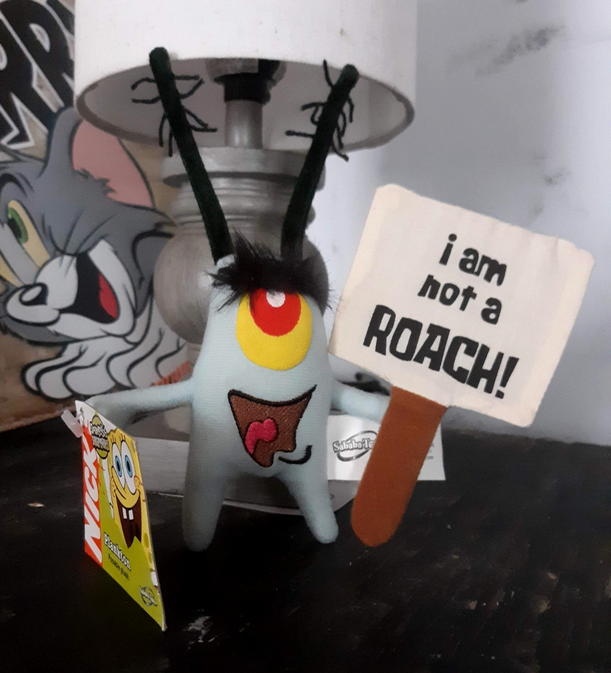 RARE 2004 Sababa Toys SpongeBob SquarePants - Plankton I'M NOT A ROACH Plush NWT