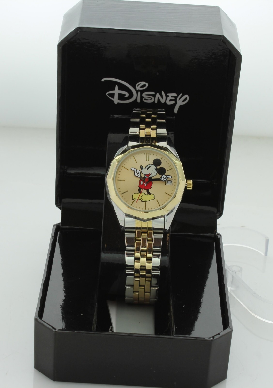 Disney Mickey Mouse  Classic Moving Hands Two-Tone Bracelet Watch with date