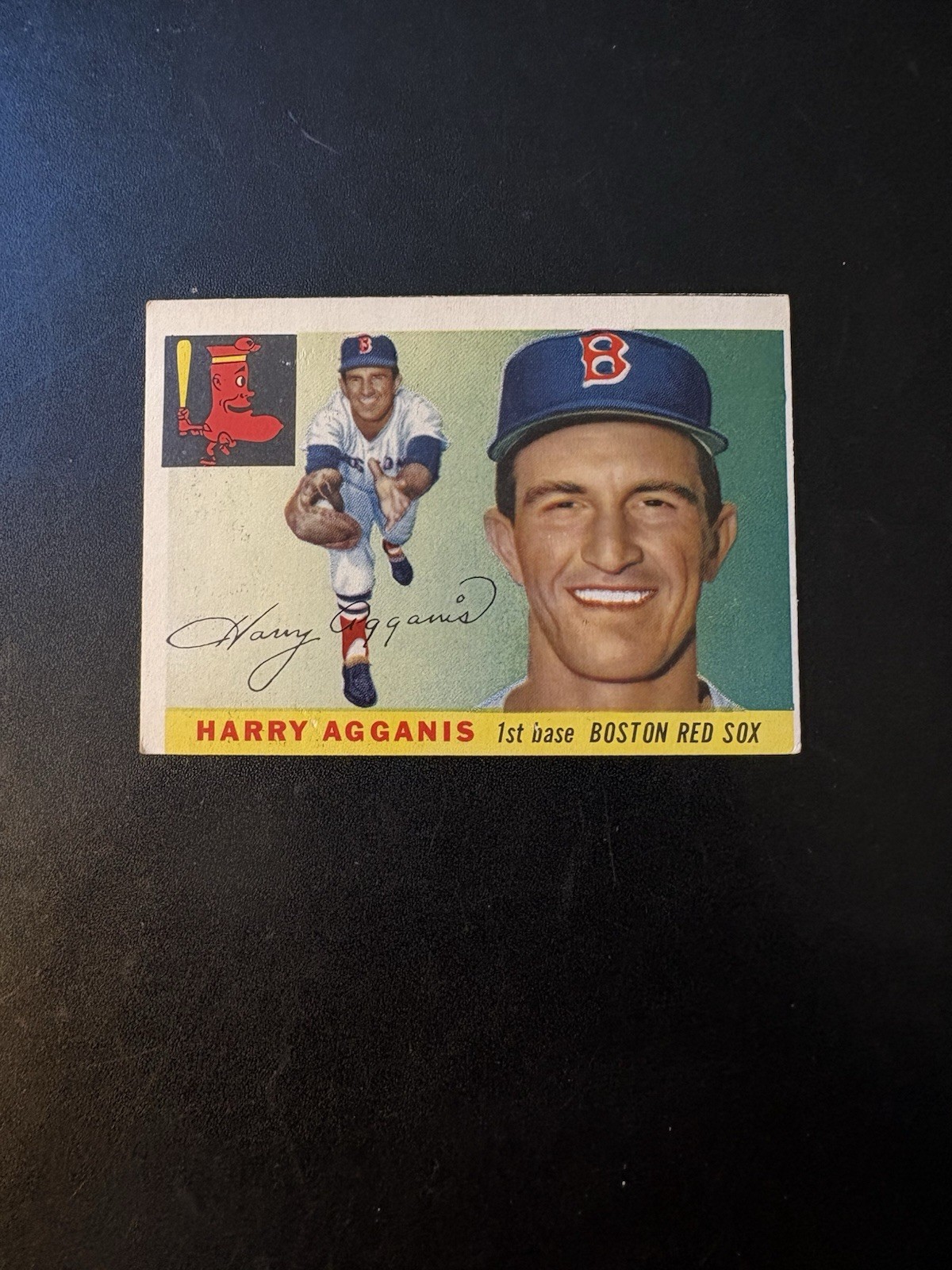 1955 Topps Baseball Card # 152 Harry Agganis Semi High # Rookie Ex-Nm Miscut