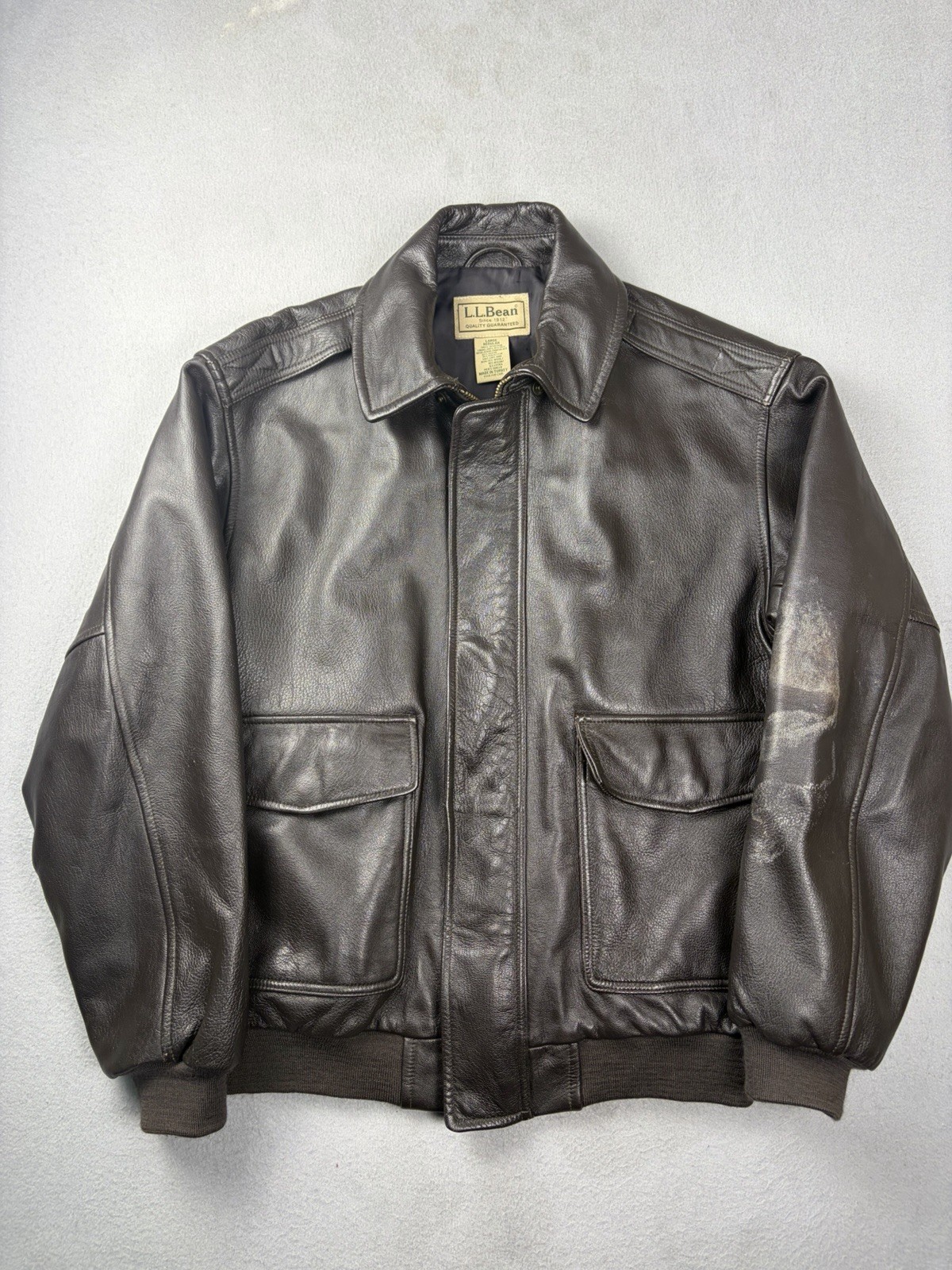 Vintage LL Bean Goat Skin Leather Bomber Flight Jacket Size Large Brown Regular Vintage LL Bean Goat Skin Leather Bomber Flight Jacket Size Large Brown Regular