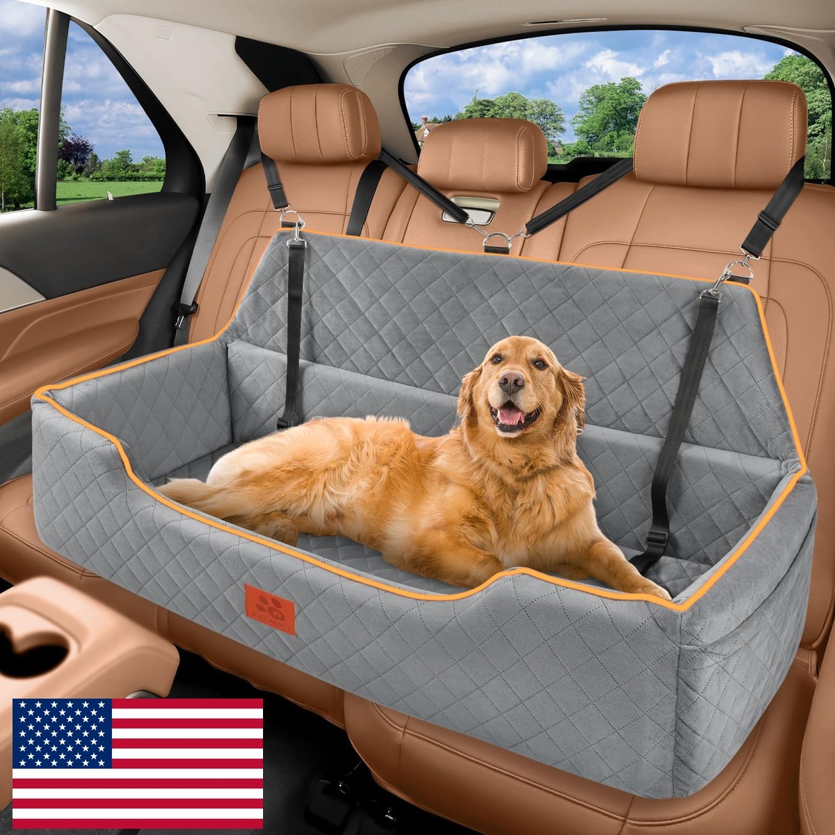 XIEEAOZEE Large Dog Car Seat for Pets Under 100 lbs Backseat Car Bed XIEEAOZEE Large Dog Car Seat for Pets Under 100 lbs Backseat Car Bed