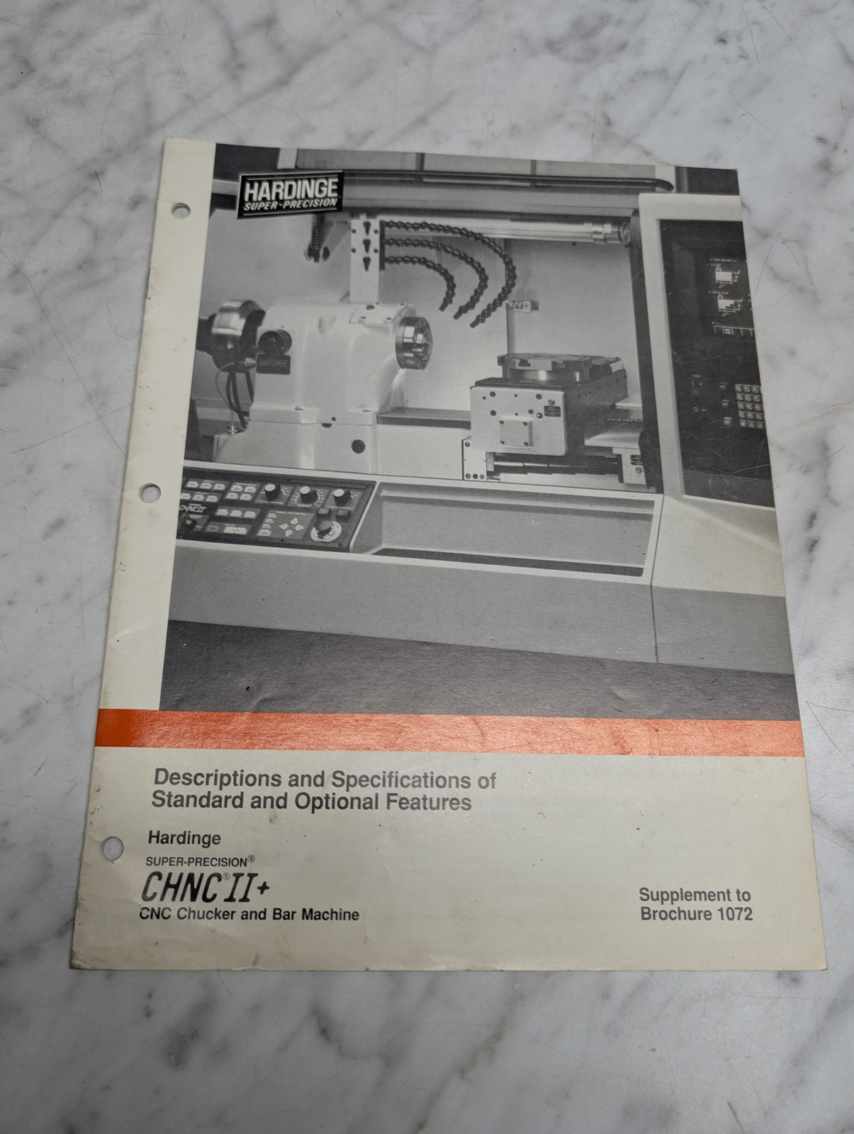 HARDINGE CHNC II+ CNC CHUCKER BAR MACHINE SUPPLEMENT BROCHURE 1072 SPECIFICATION HARDINGE CHNC II+ CNC CHUCKER BAR MACHINE SUPPLEMENT BROCHURE 1072 SPECIFICATION