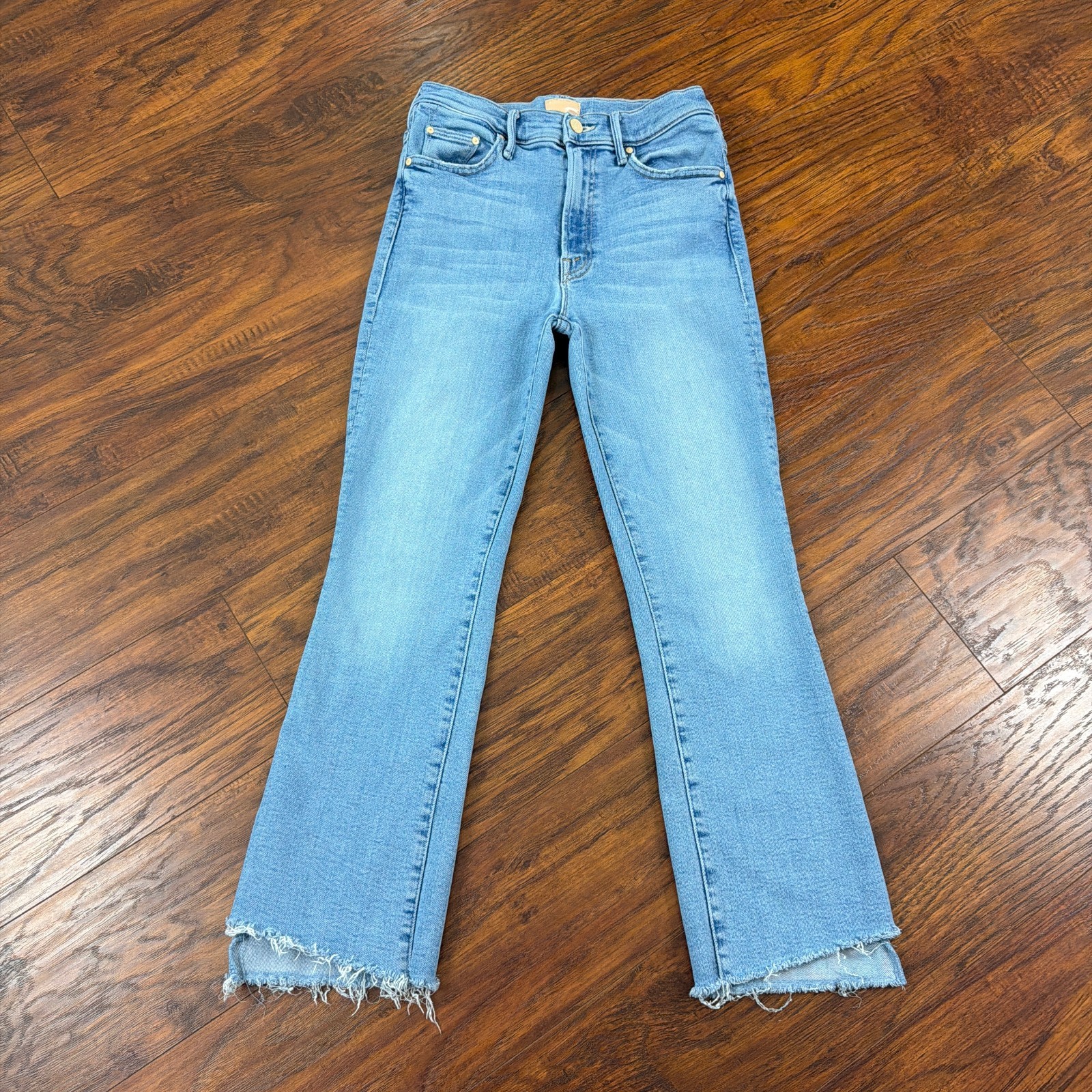 Mother Jeans Womens 27 Insider Crop Step Fray Stretch Light Wash Denim USA 24x26