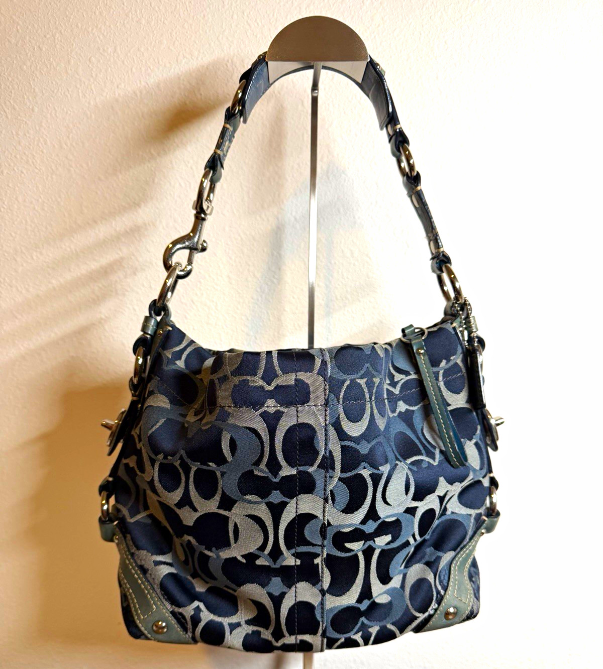 Coach Carly Signature Jacquard Optic C Canvas Hobo Bag Navy blue Coach Carly Signature Jacquard Optic C Canvas Hobo Bag Navy blue