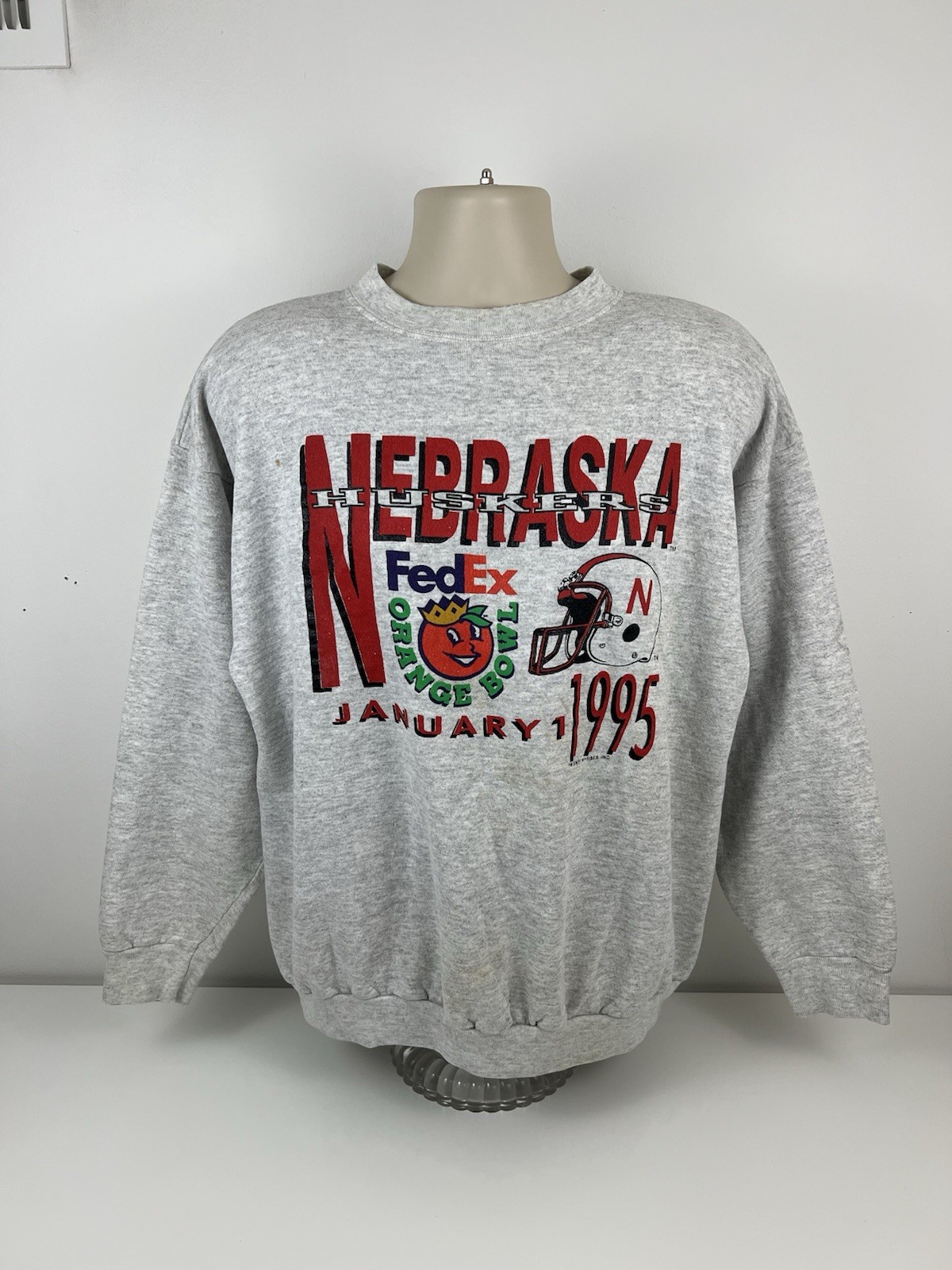 VTG Nebraska Huskers FedEx Orange Bowl Sweatshirt Mens Size XL USED READ FLAWS