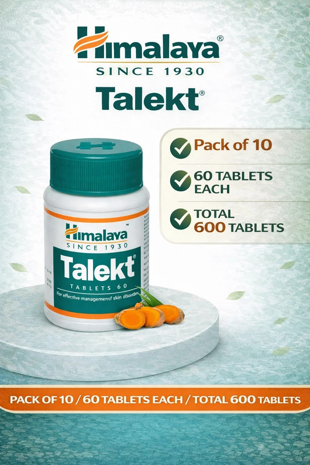 Himalaya Talekt Tablets Pack of 10 | 600 Tabs | Herbal |  exp 04/28