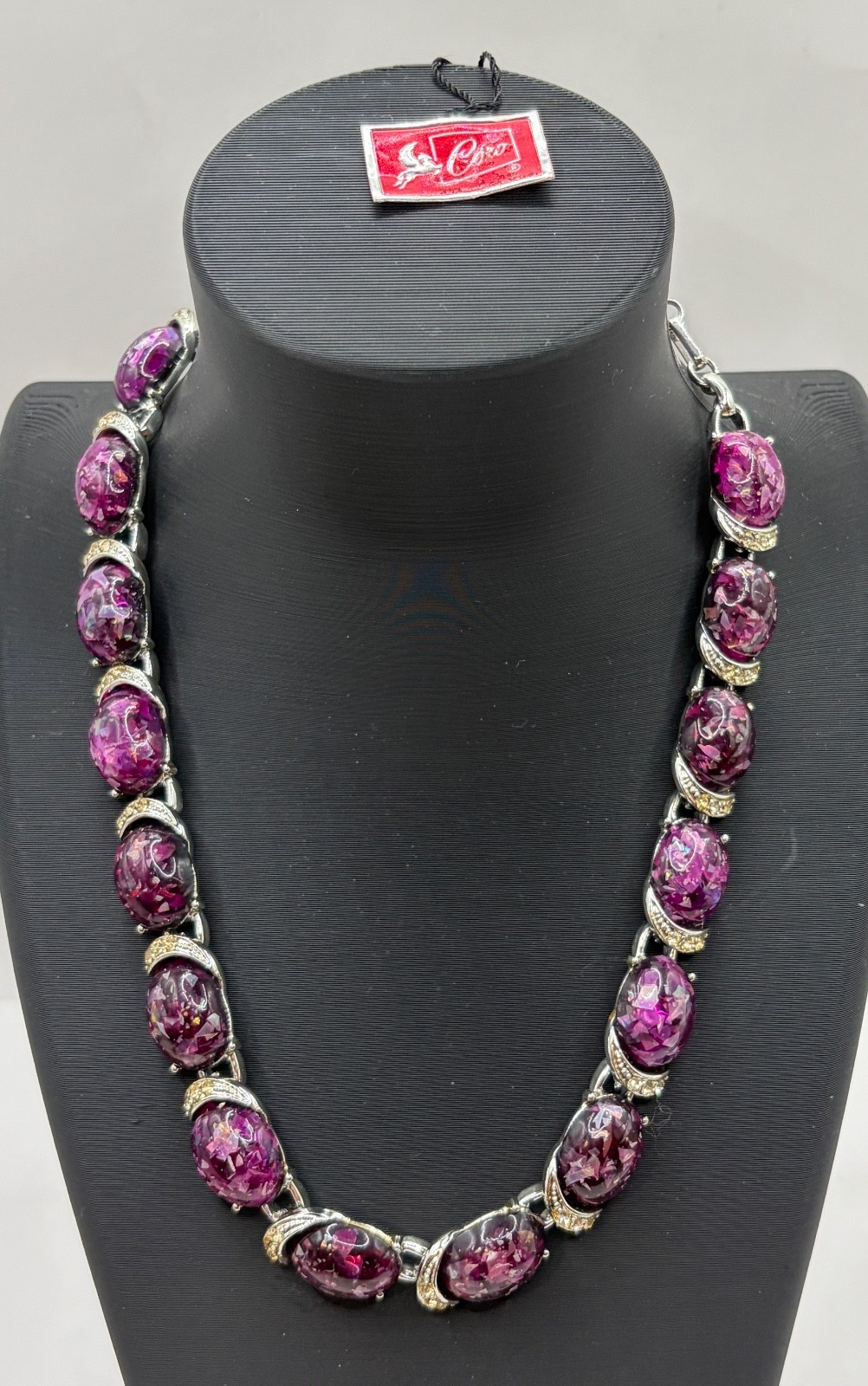 Vintage Coro Purple Thermoset Necklace LIFE Magazine Tag 16.5\