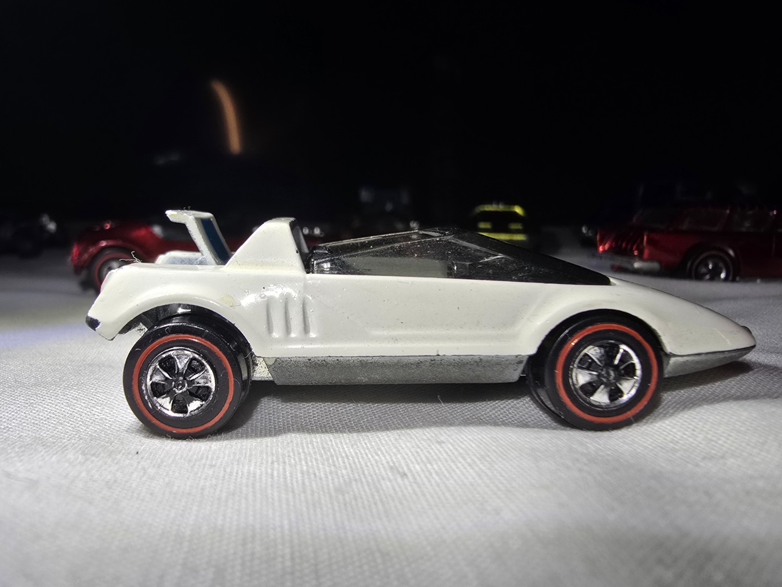 Vintage 1969 Hot Wheels Redline Jack Rabbit Special White Enamel Blue Stripe