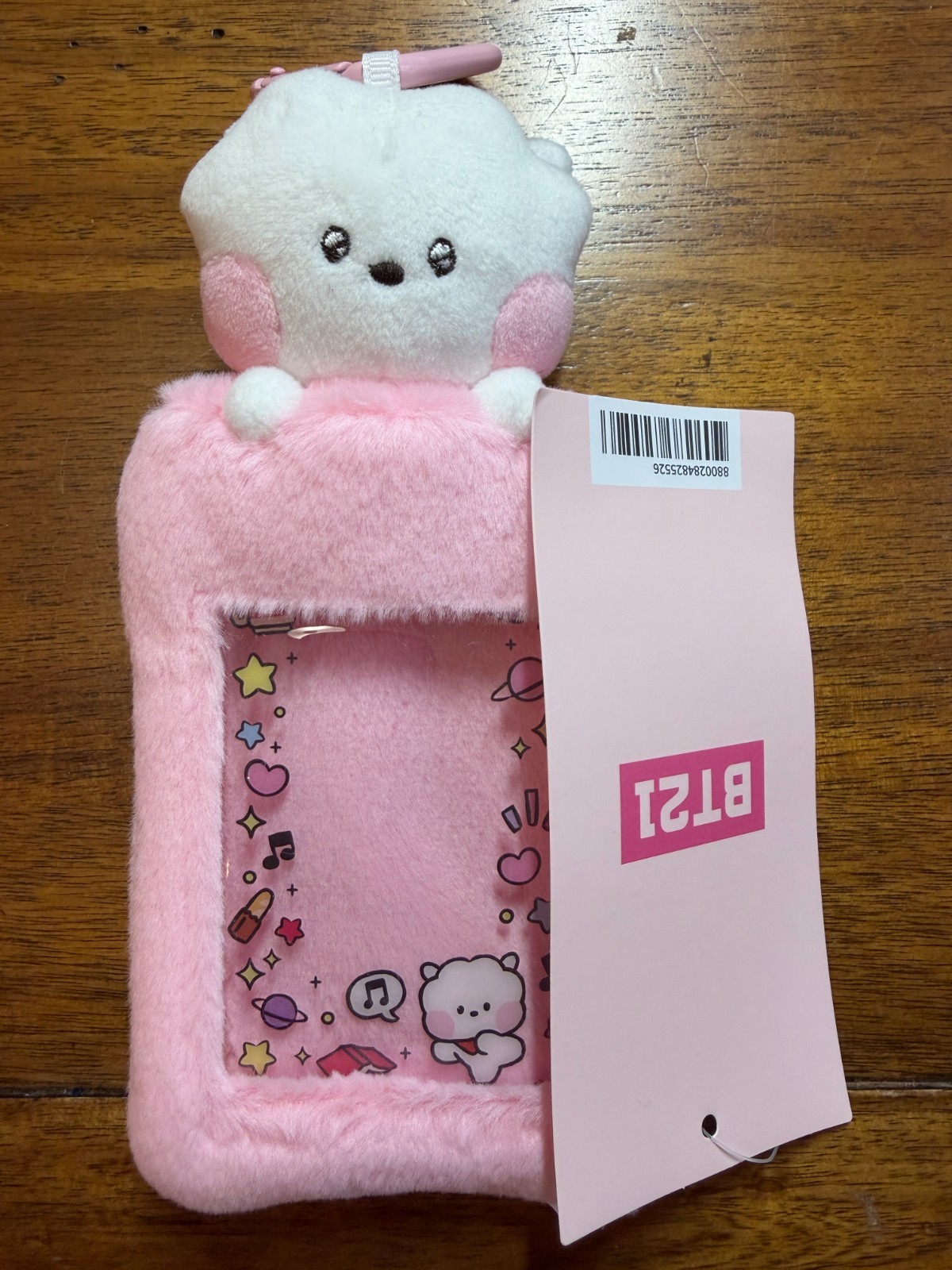 Official BT21 Minini pink love plush photocard holder bag charm keychain BTS Official BT21 Minini pink love plush photocard holder bag charm keychain BTS