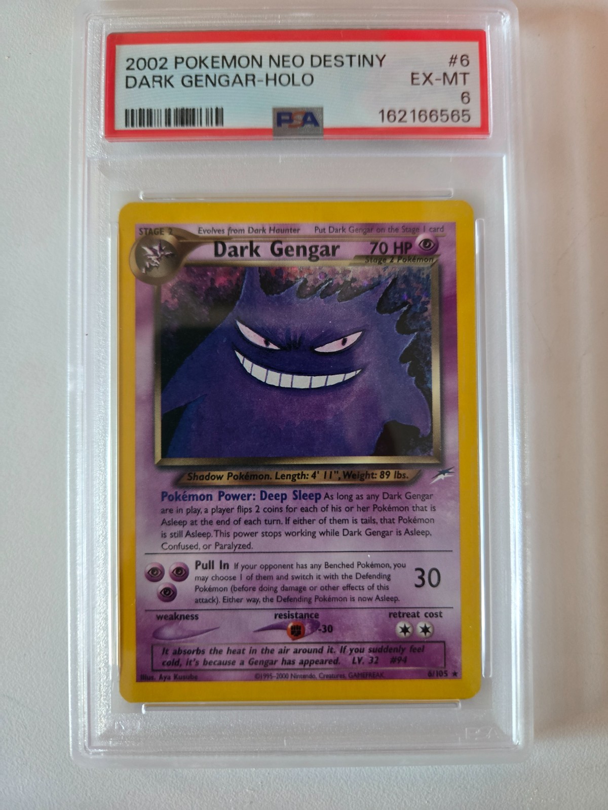 2002 Pokémon Neo Destiny Dark Gengar Holo #6- PSA 6