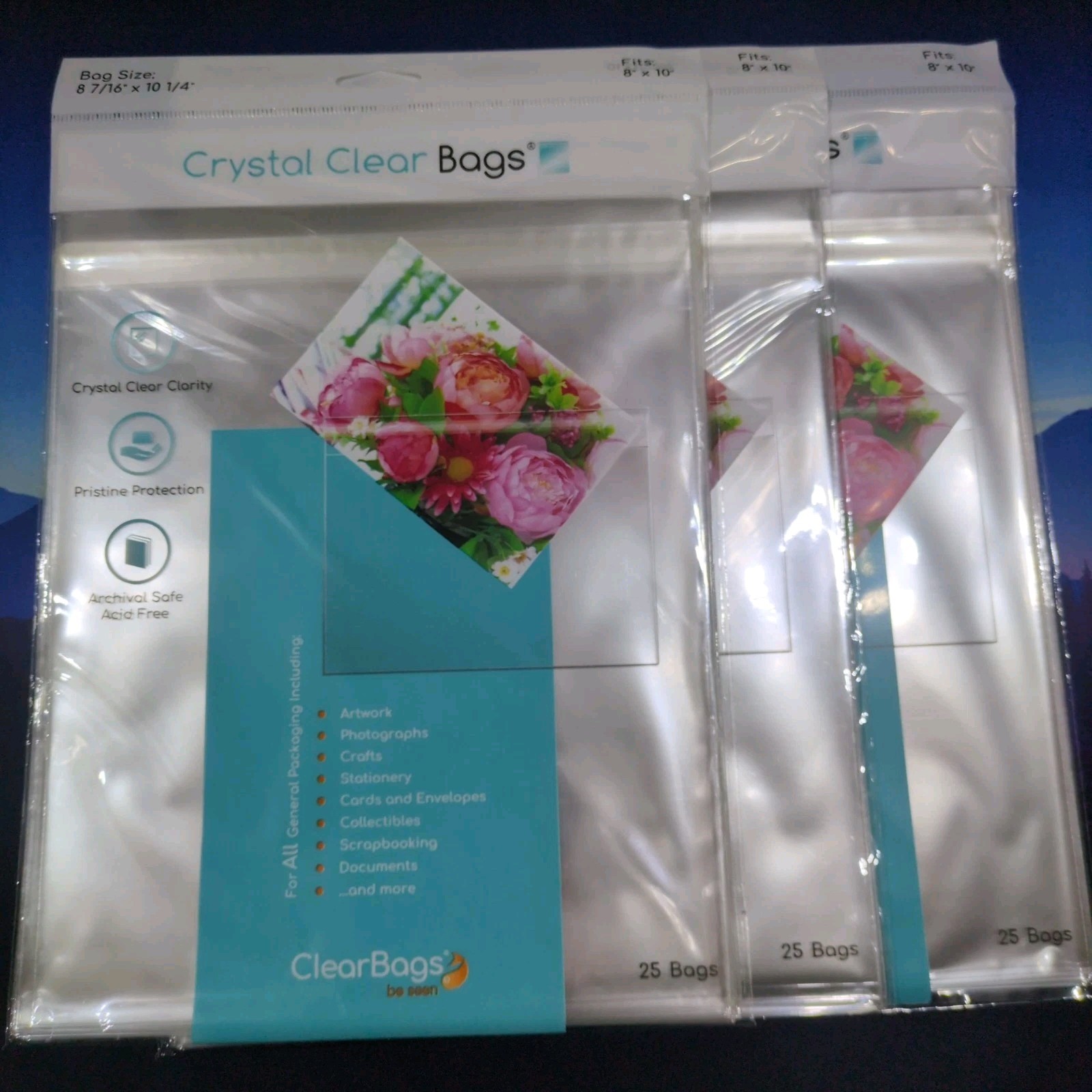 3x Crystal Clear Bags® Protective Closure Retail Pack 8 7/16