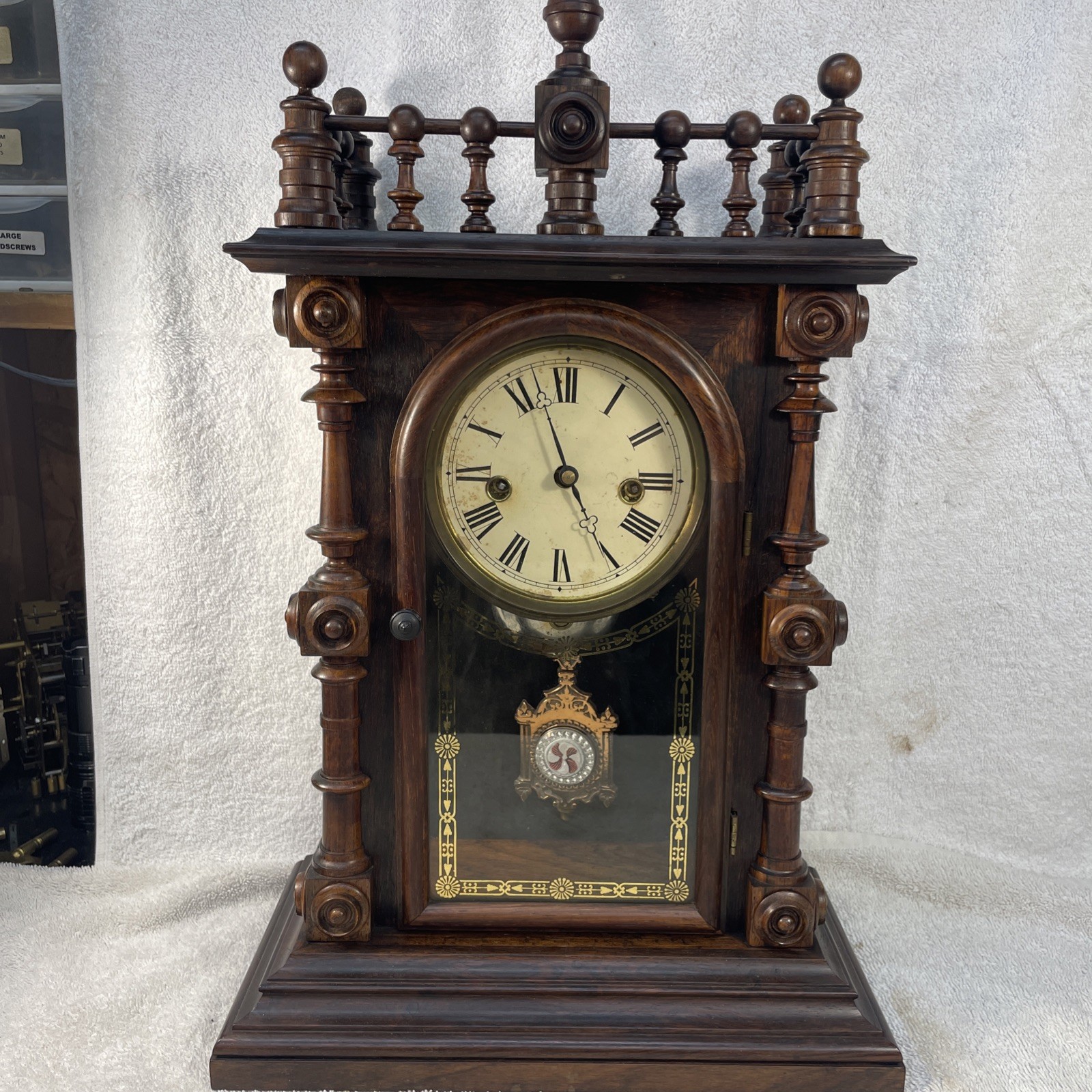 Antique E.N. Welch Gerster V.P. Patti mantle clock Beautiful Wood An Clock