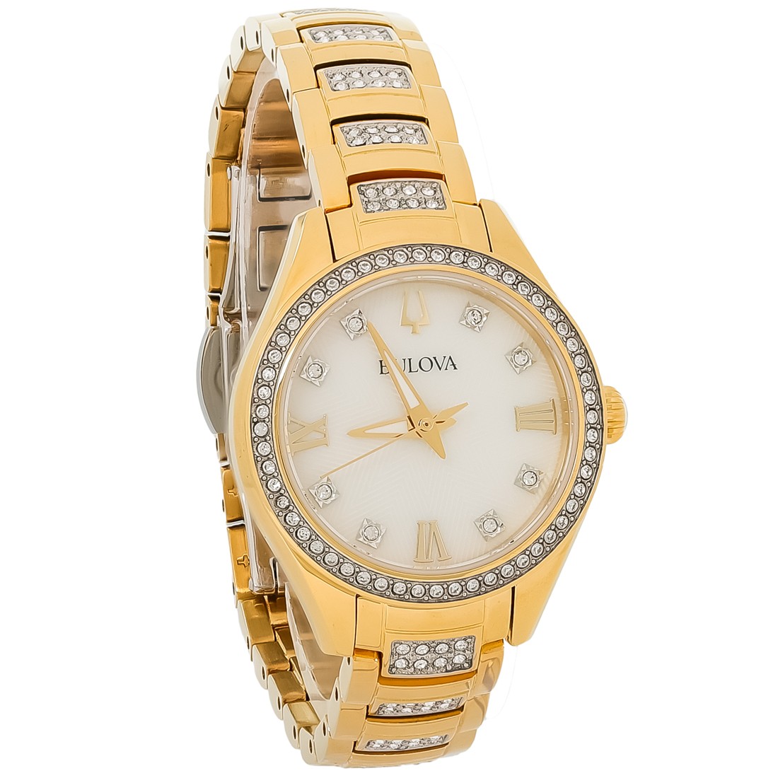 Bulova Women's Crystal Gold-Tone PVD Stainless Steel Quartz Watch 98L306