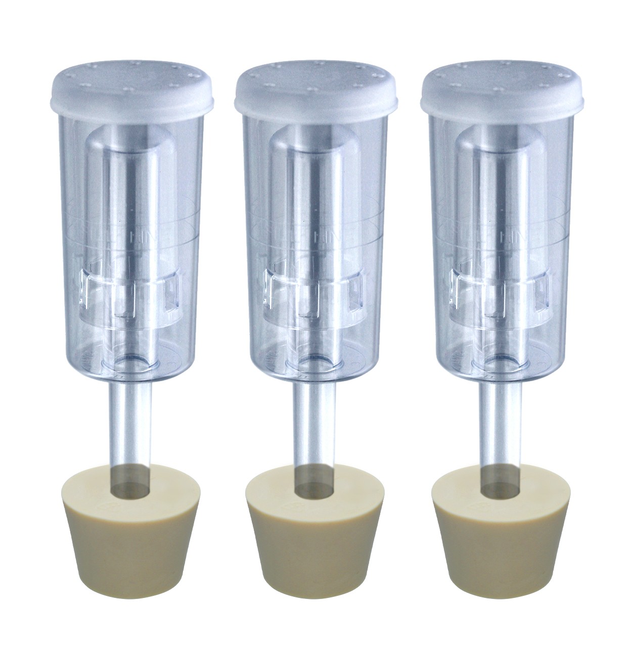 3ct. - 3 Piece Airlock with #6.5 Stopper - Set of 3 (Cylinder Airlock) 3ct. - 3 Piece Airlock with #6.5 Stopper - Set of 3 (Cylinder Airlock)