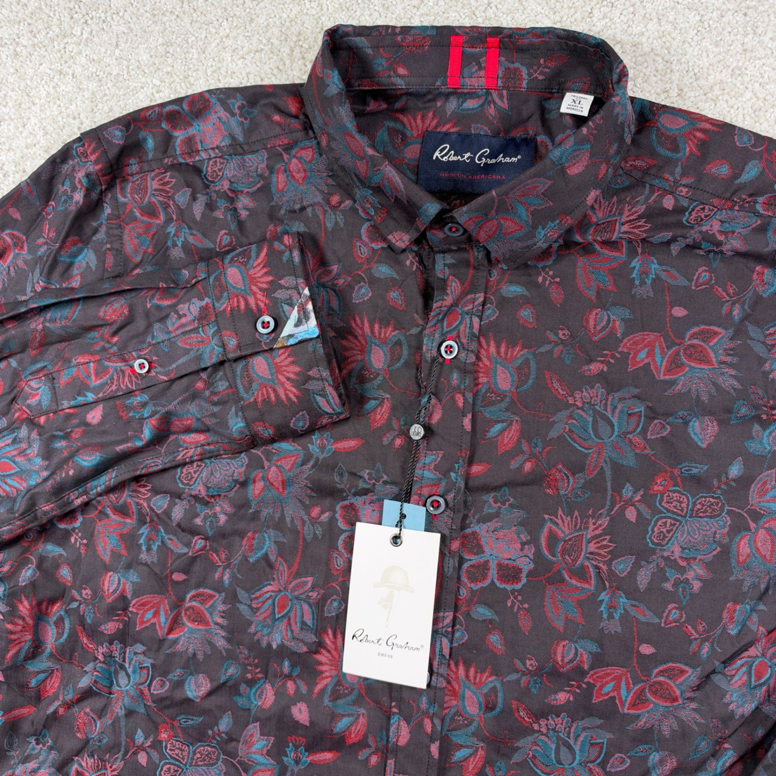 NEW Robert Graham Button Down Mens XL Multi Berkane Floral Tailored Fit