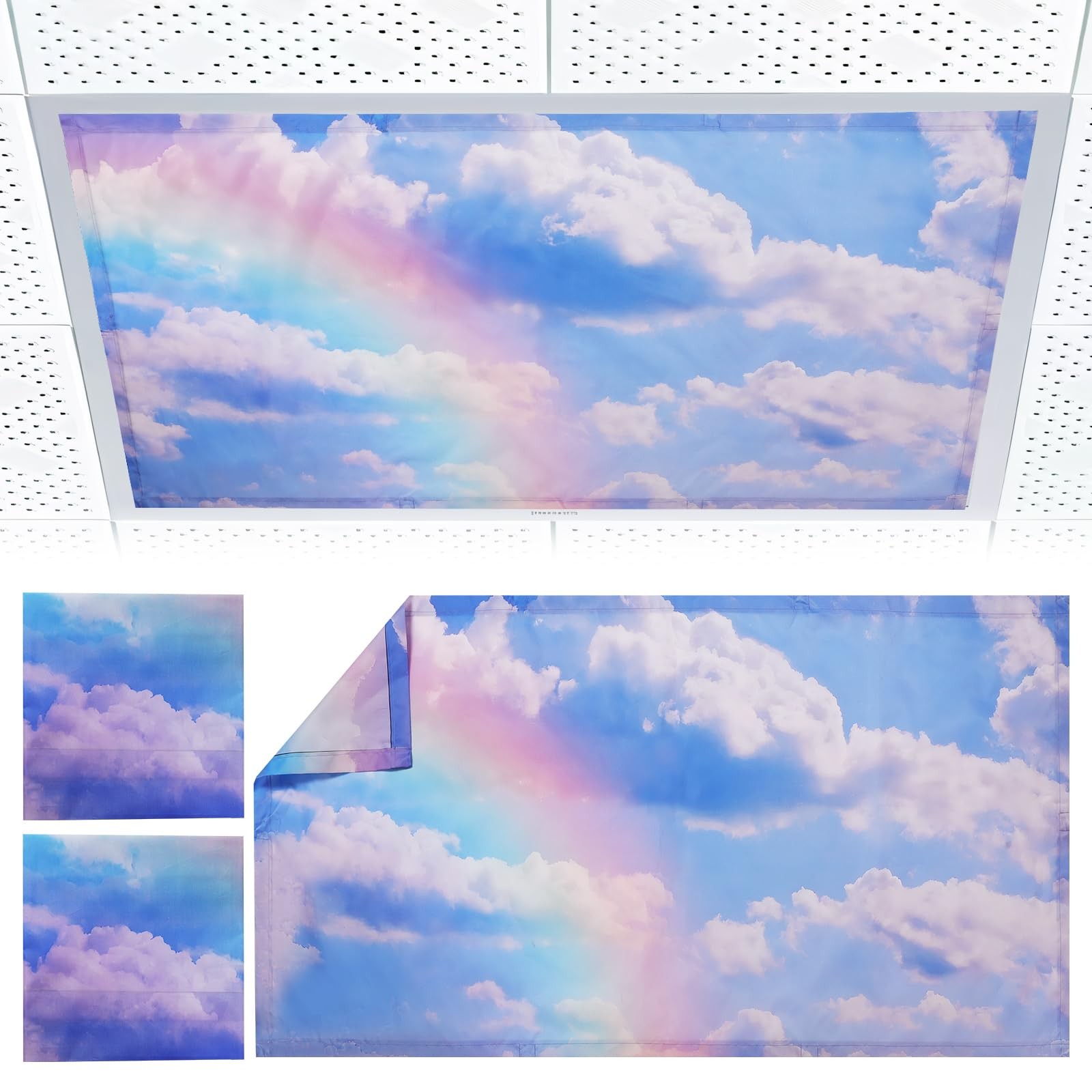 Torixqi 2pk Fluorescent Light Covers for Ceiling 24 x 48 inches, rainbow