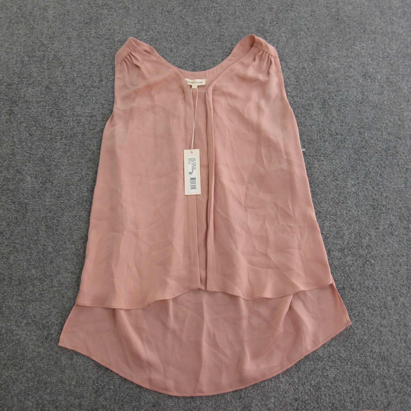 Rebecca Taylor Tank Top Womens 4 Pink Perry Chiffon Scoop Neck Tunic High Low