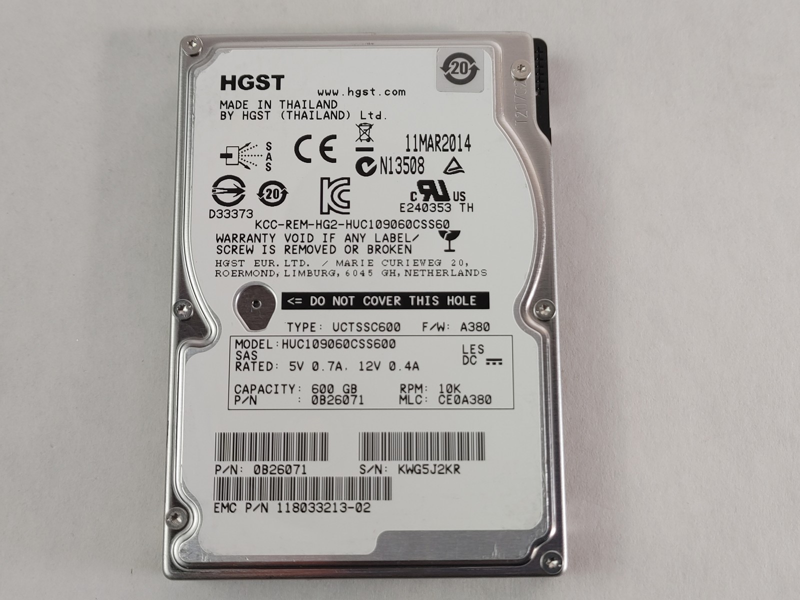 HGST EMC C10K900 HUC109060CSS600 600 GB 2.5\
