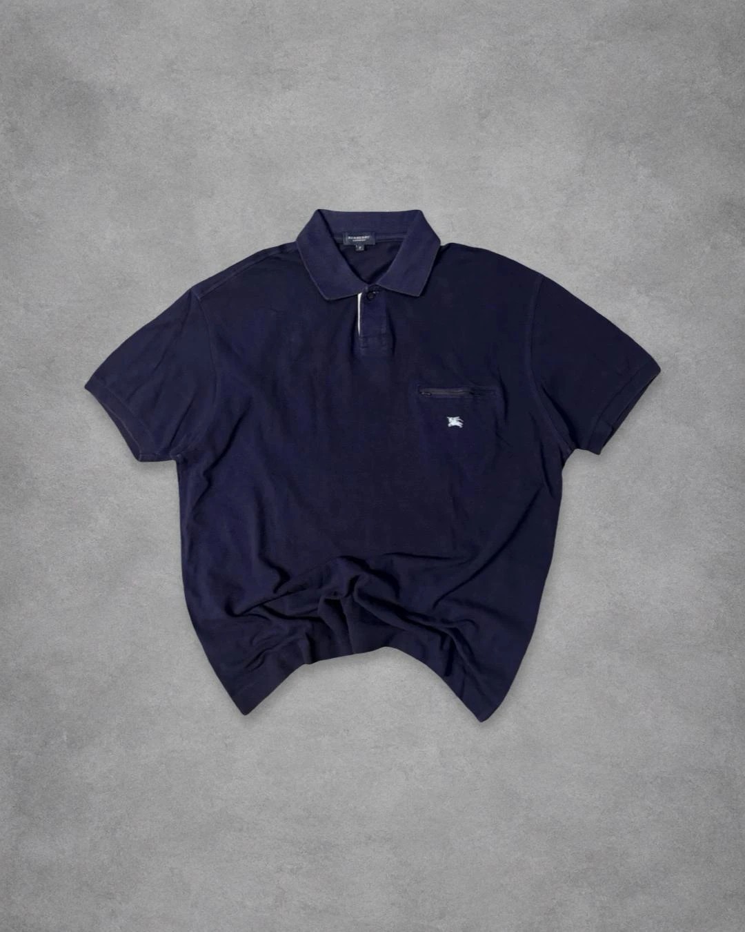 Polo Burberry London Blu Navy Taschino Zip Uomo Taglia XL
