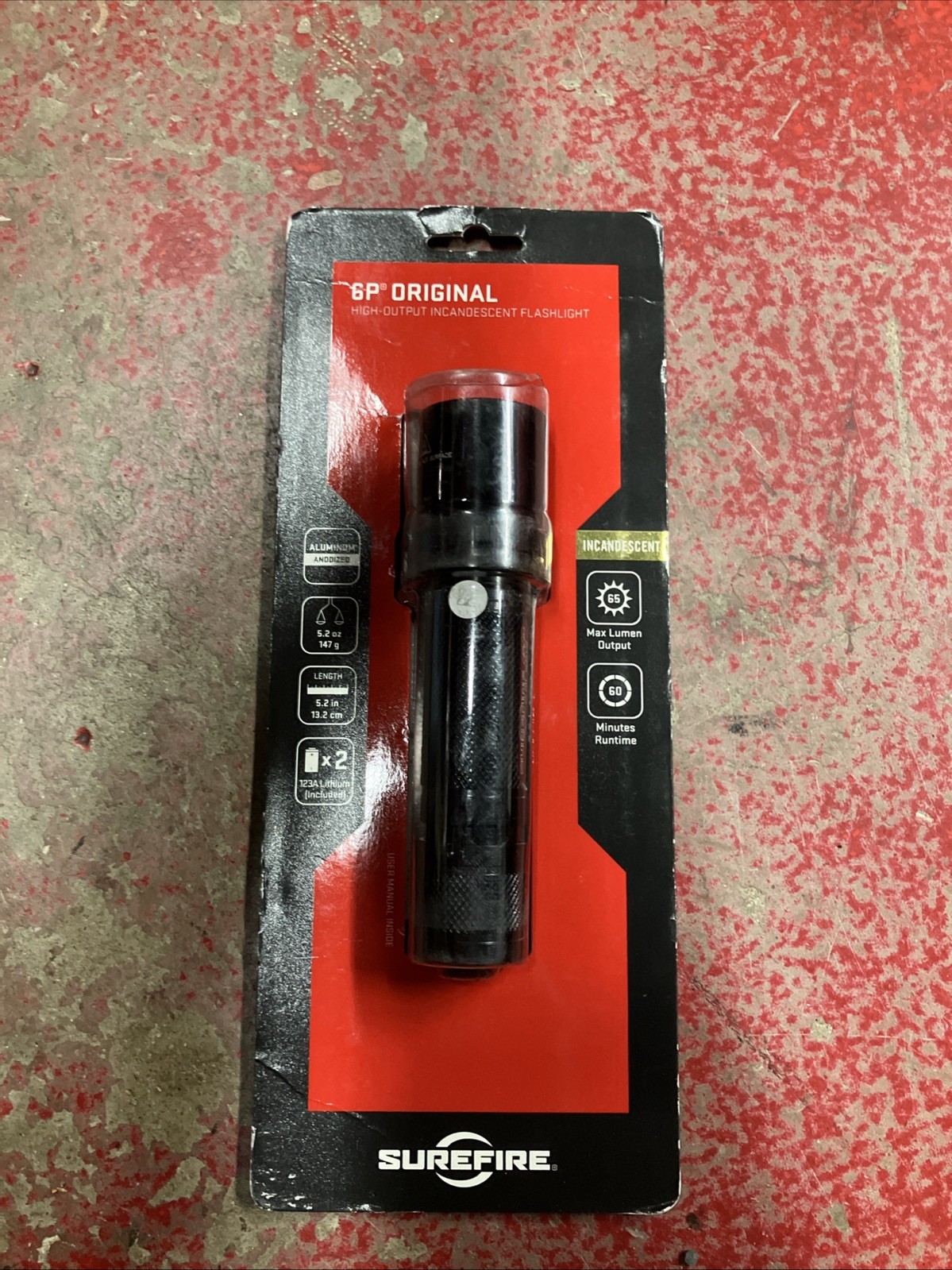 SureFire 6P Original 65 Lumen Incandescent Flashlight Twist Tailcap Black 6P