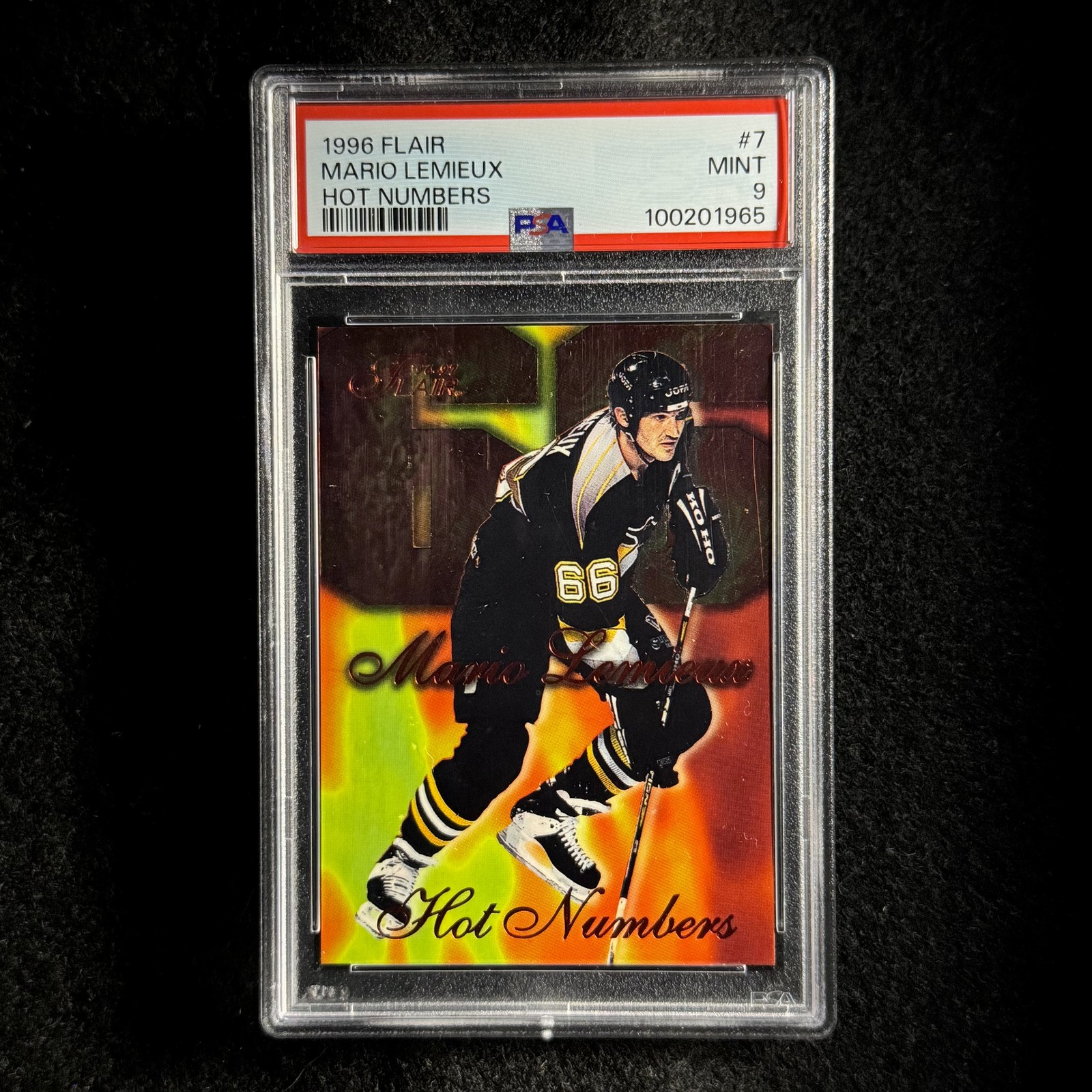 Mario Lemieux 1996-97 Flair Hot Numbers #7 PSA 9