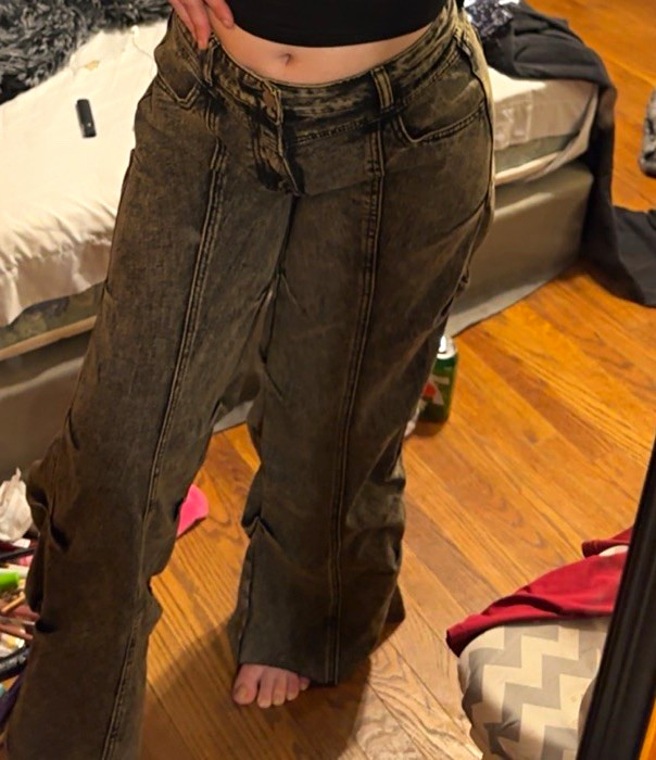 SHEIN Brown Denim Wide-Leg High Rise Relaxed Pants w/ Pockets Size M SHEIN Brown Denim Wide-Leg High Rise Relaxed Pants w/ Pockets Size M