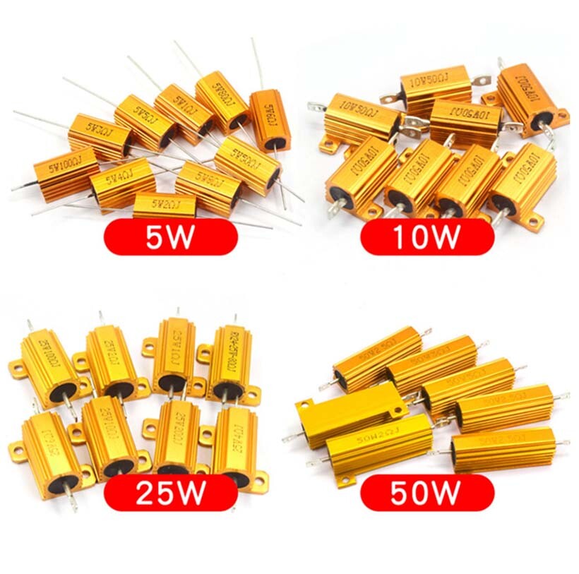 5W/10W/25W/50W/100W/200W/300W/500W Golden Aluminium Load Resistor Wirewound RX24