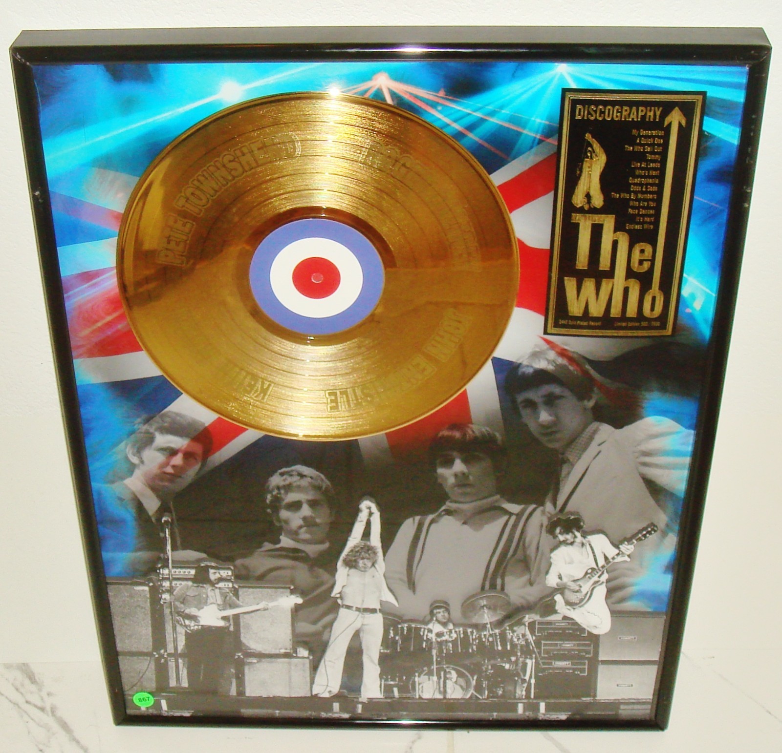 THE WHO Limited Edition Discography Framed 24K Gold Plated Record 500/ 2500 THE WHO Limited Edition Discography Framed 24K Gold Plated Record 500/ 2500