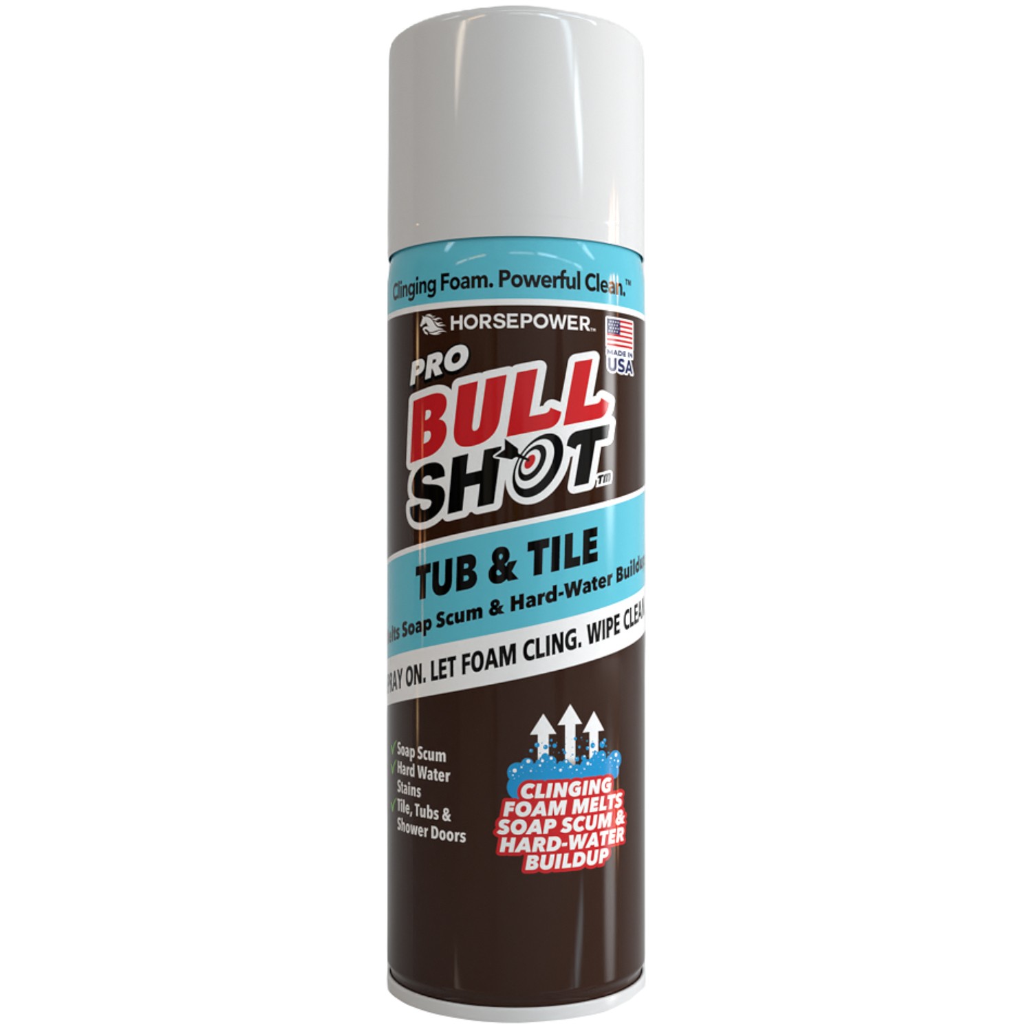 Bull Shot Tub & Tile Spray, As Seen On TV, Clinging Foam Bathroom Cleaner for