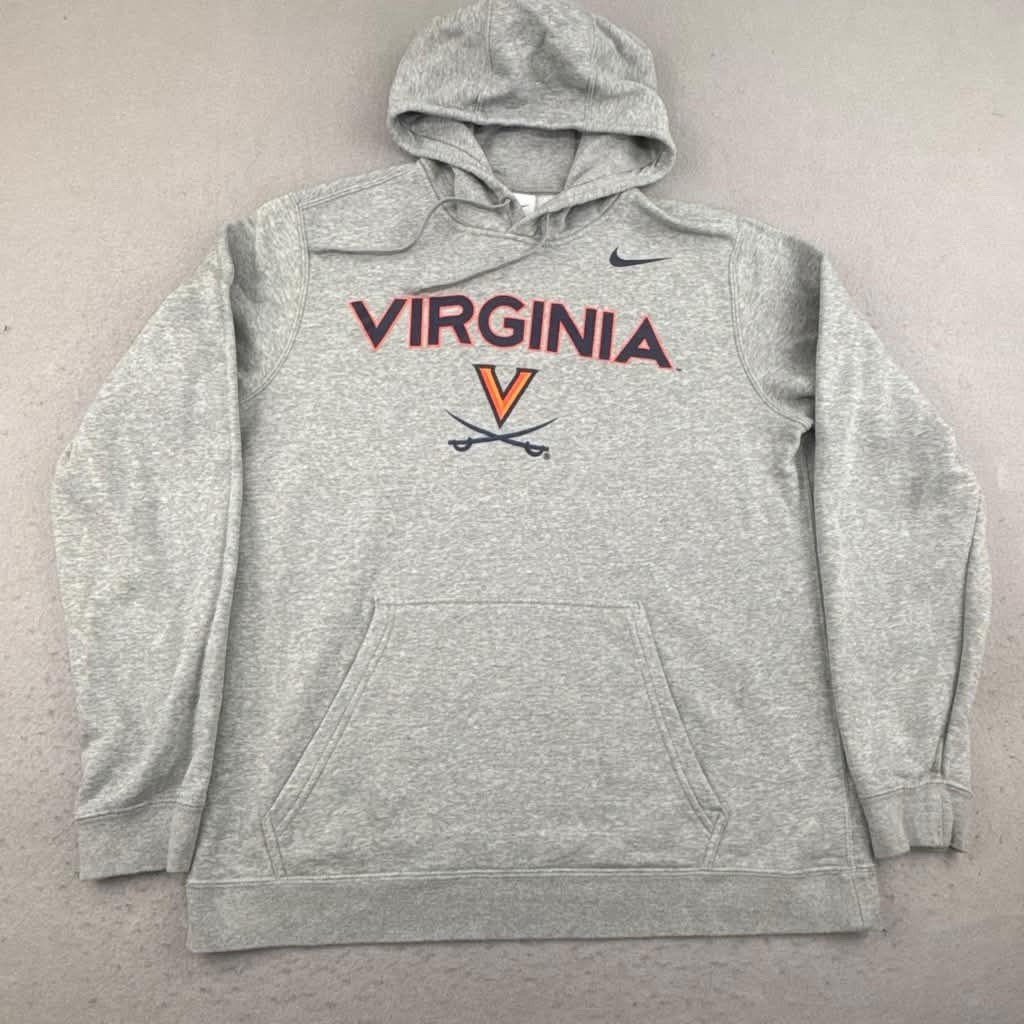 Nike Virginia Cavaliers Hoodie Mens Large Gray Long Sleeves NCAA Hooded Pullover Nike Virginia Cavaliers Hoodie Mens Large Gray Long Sleeves NCAA Hooded Pullover