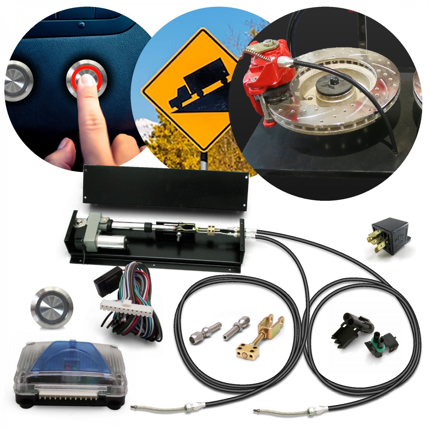 eBRAKE PRO+ Power Remote Mount Emergency Parking Brake Kit With Motor Control 