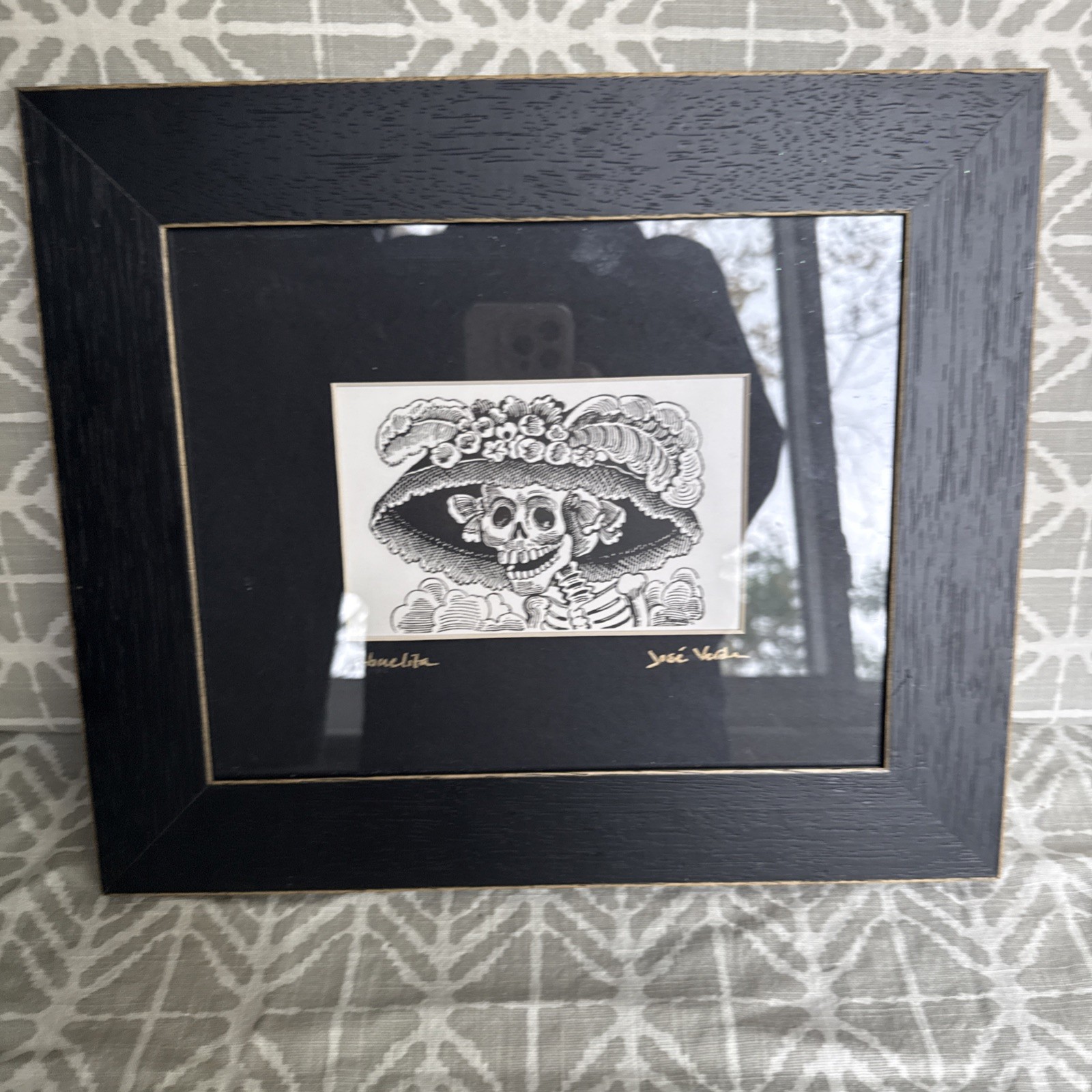 Vintage Mexican Day of the Dead Calavera Art Print Signed José Verdu … Framed Vintage Mexican Day of the Dead Calavera Art Print Signed José Verdu … Framed