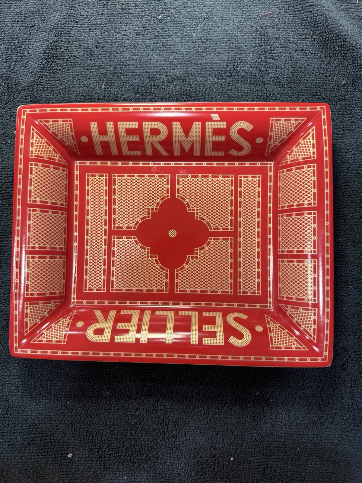 Hermes Sellier Change Jewelery Fashion Porcelain Tray