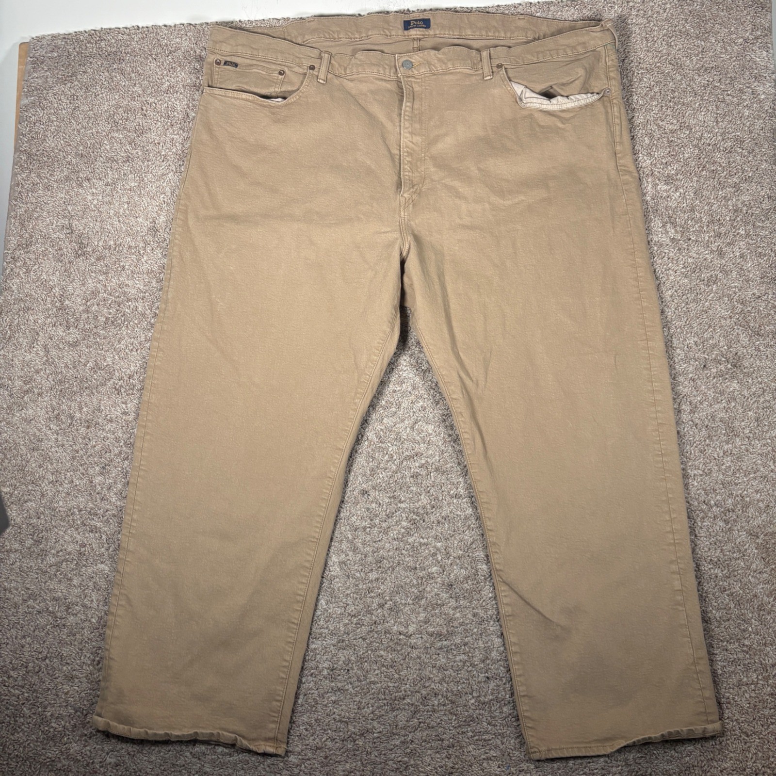Polo Ralph Lauren Prospect Straight Mens Tan Khaki Pants 54x30 Stretch Twill